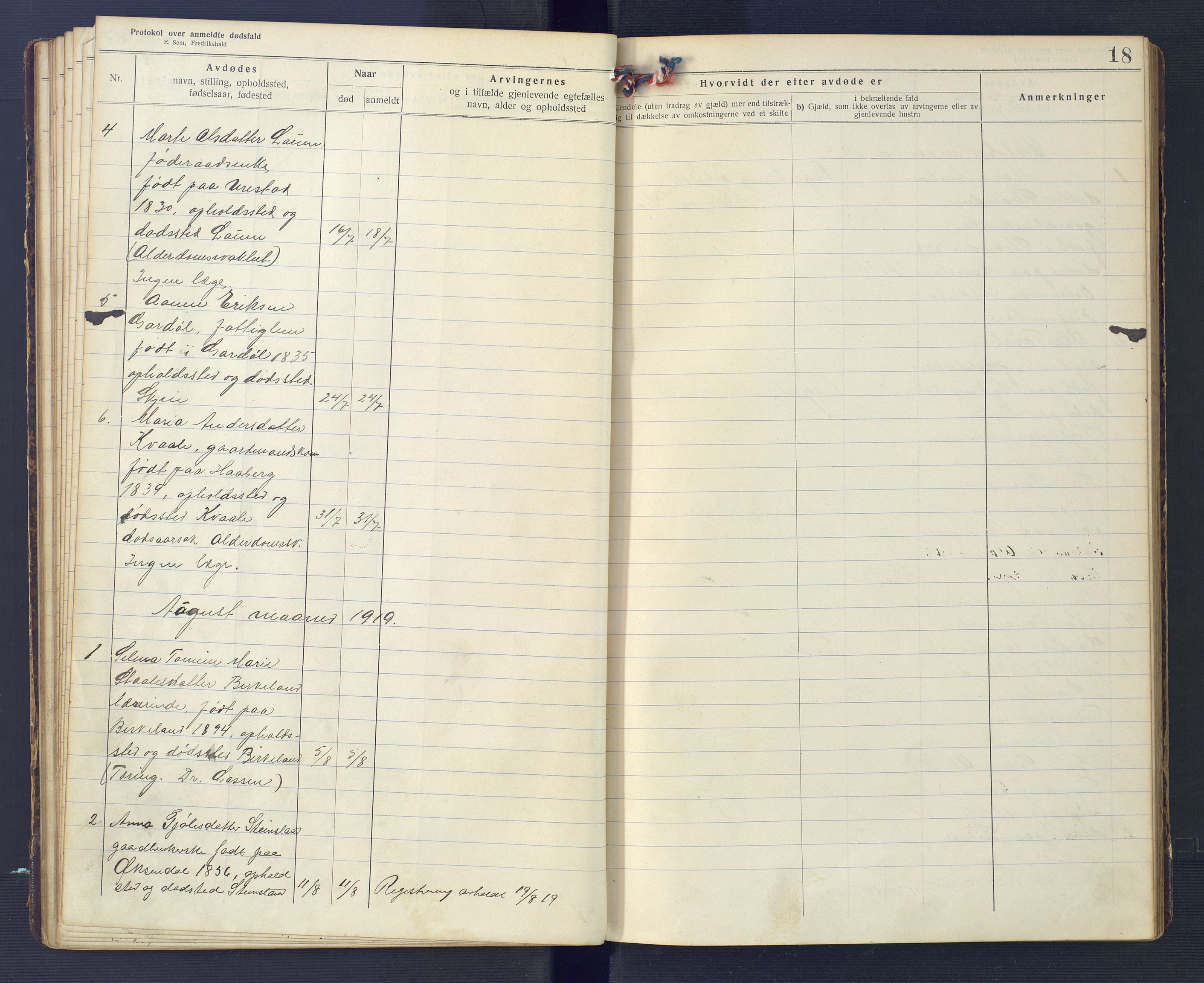 Hægebostad og Eiken lensmannskontor, AV/SAK-1241-0023/F/Fe/L0002: Dødsfallsprotokoll nr 34, 1917-1932, p. 18