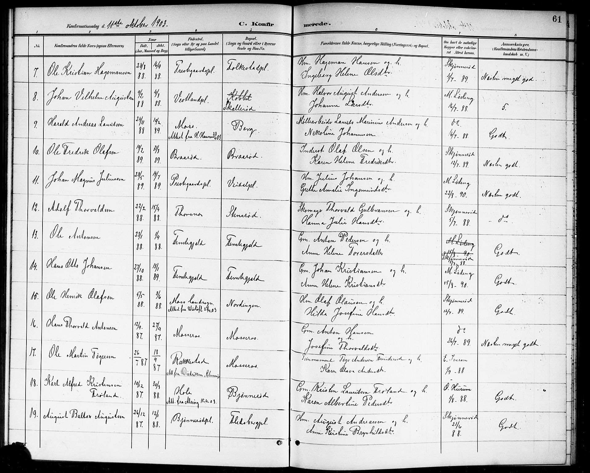 Våler prestekontor Kirkebøker, SAO/A-11083/G/Ga/L0004: Parish register (copy) no. I 4, 1901-1914, p. 61