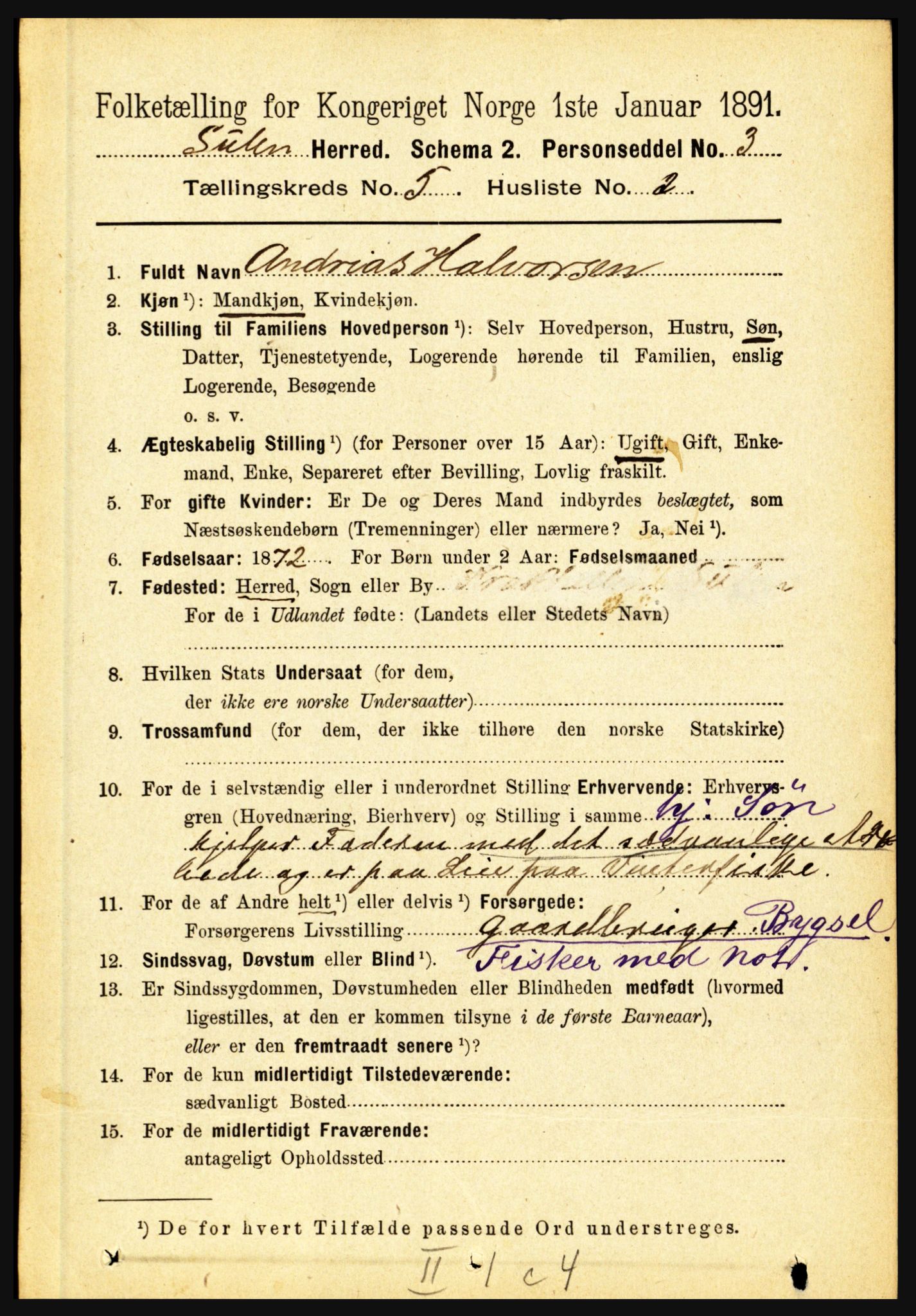 RA, 1891 census for 1412 Solund, 1891, p. 1946