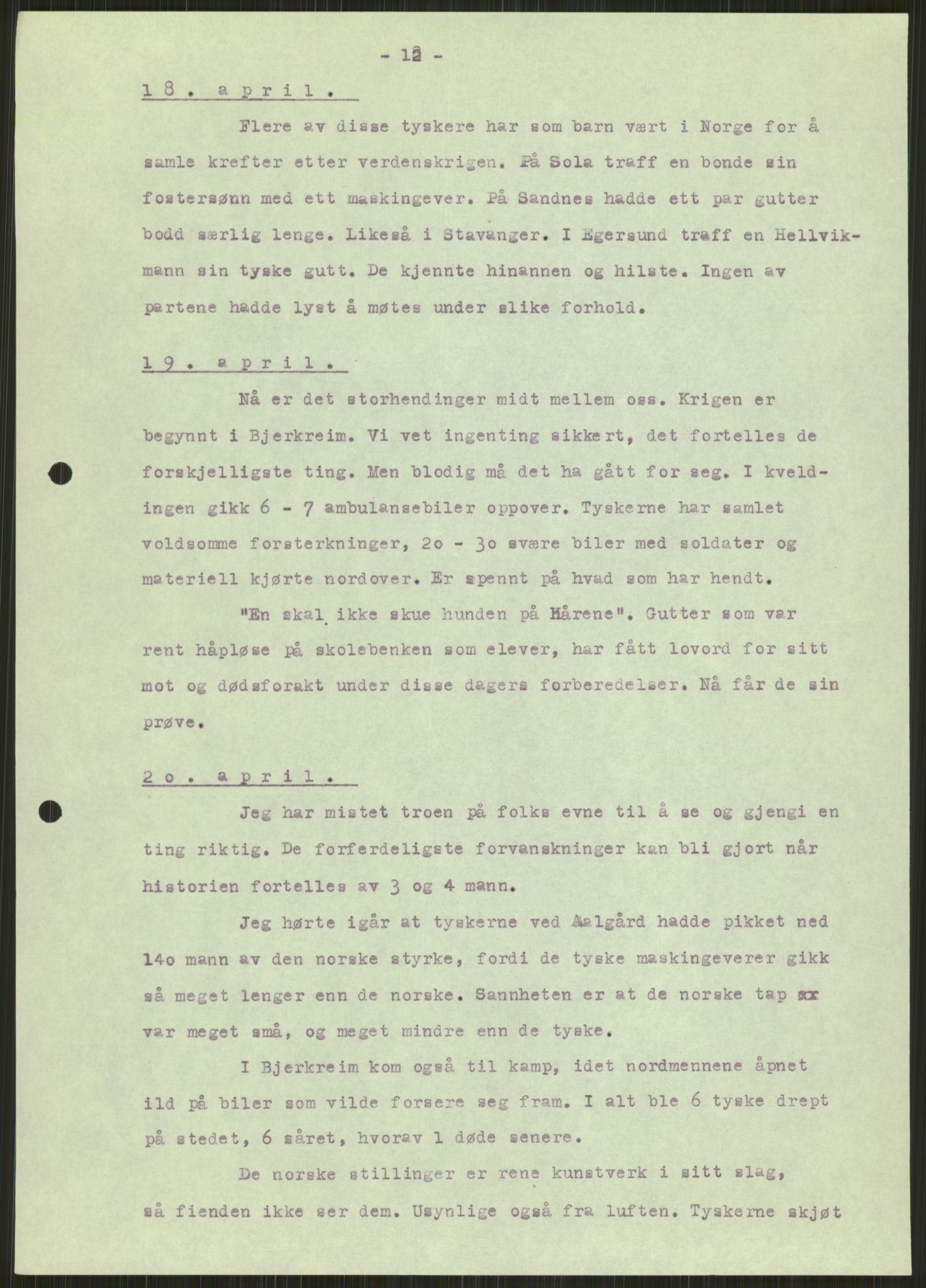 Forsvaret, Forsvarets krigshistoriske avdeling, AV/RA-RAFA-2017/Y/Ya/L0015: II-C-11-31 - Fylkesmenn.  Rapporter om krigsbegivenhetene 1940., 1940, p. 62