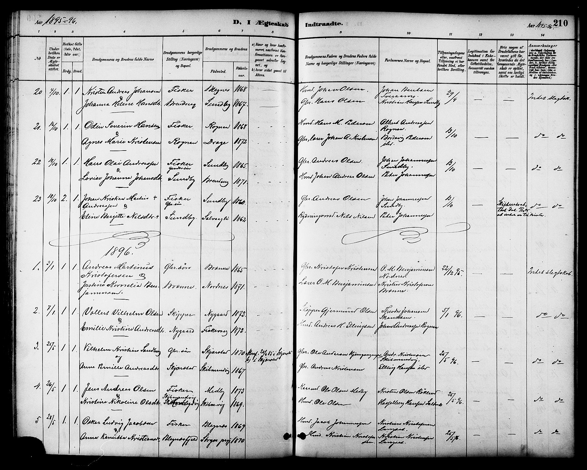 Ministerialprotokoller, klokkerbøker og fødselsregistre - Nordland, SAT/A-1459/847/L0669: Parish register (official) no. 847A09, 1887-1901, p. 210