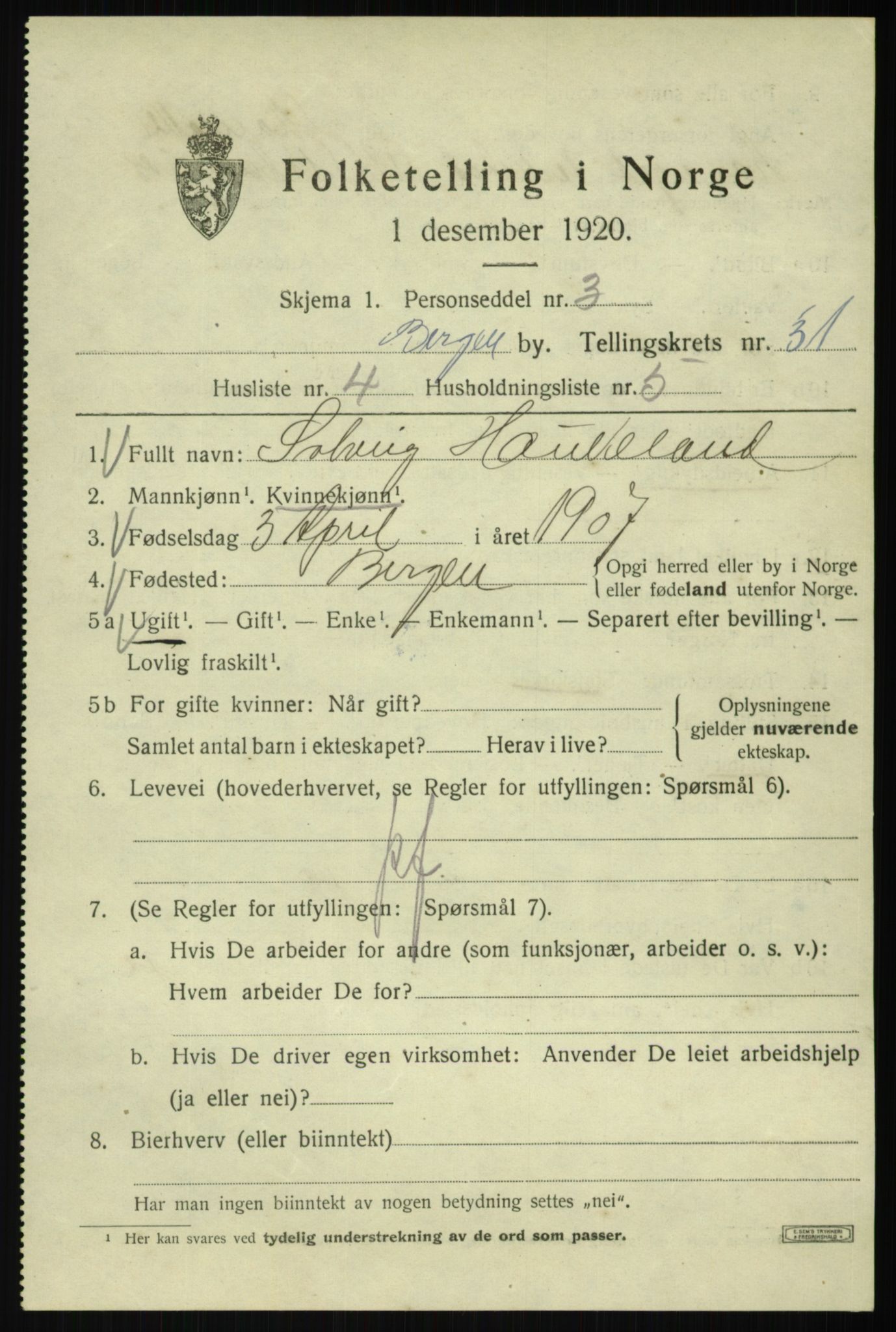 SAB, 1920 census for Bergen, 1920, p. 96280