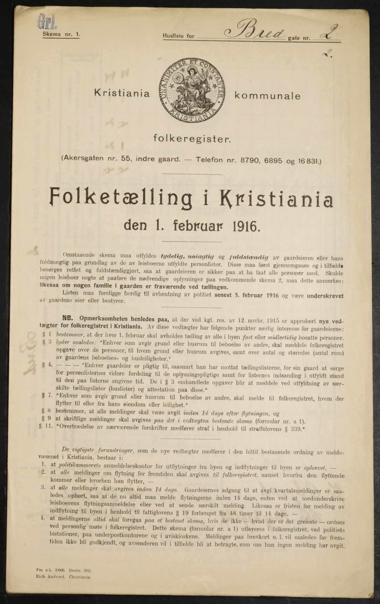 OBA, Municipal Census 1916 for Kristiania, 1916, p. 8219