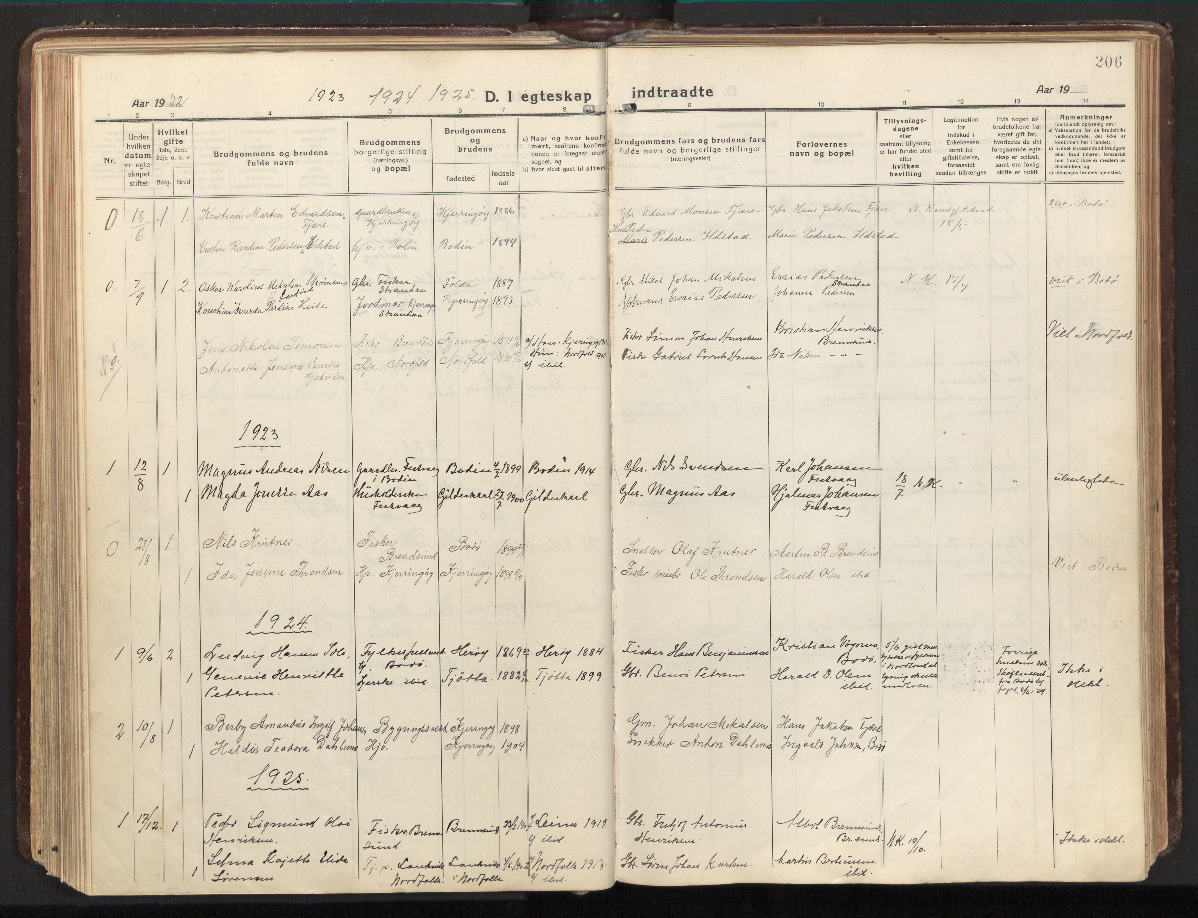 Ministerialprotokoller, klokkerbøker og fødselsregistre - Nordland, SAT/A-1459/803/L0073: Parish register (official) no. 803A03, 1920-1955, p. 206