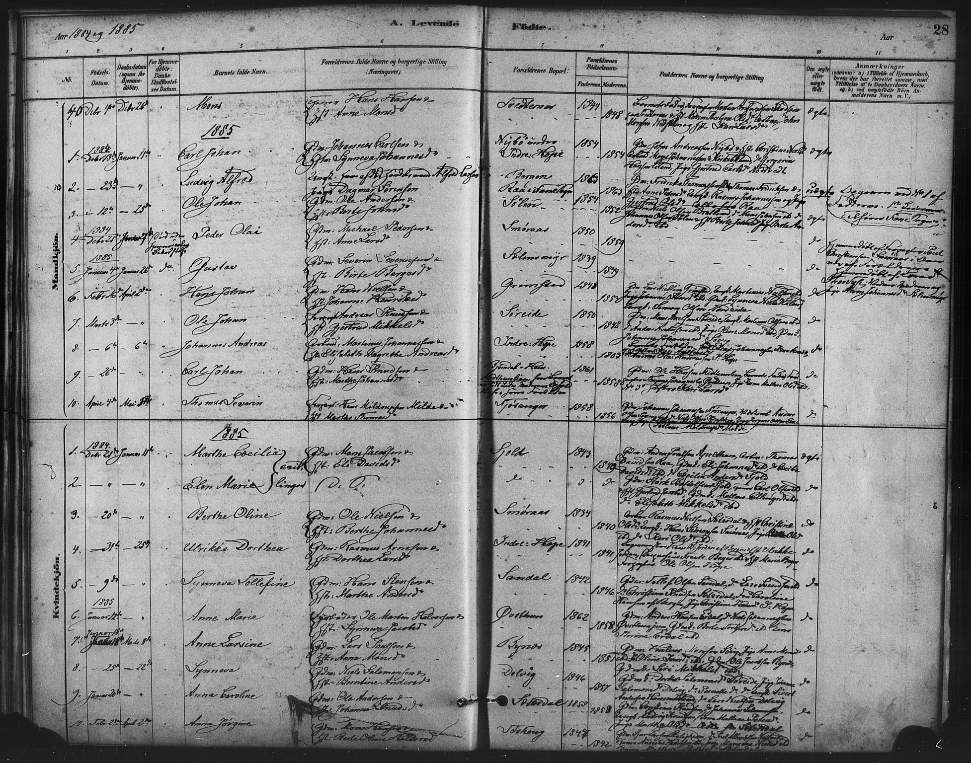 Fana Sokneprestembete, SAB/A-75101/H/Haa/Haai/L0001: Parish register (official) no. I 1, 1878-1888, p. 28