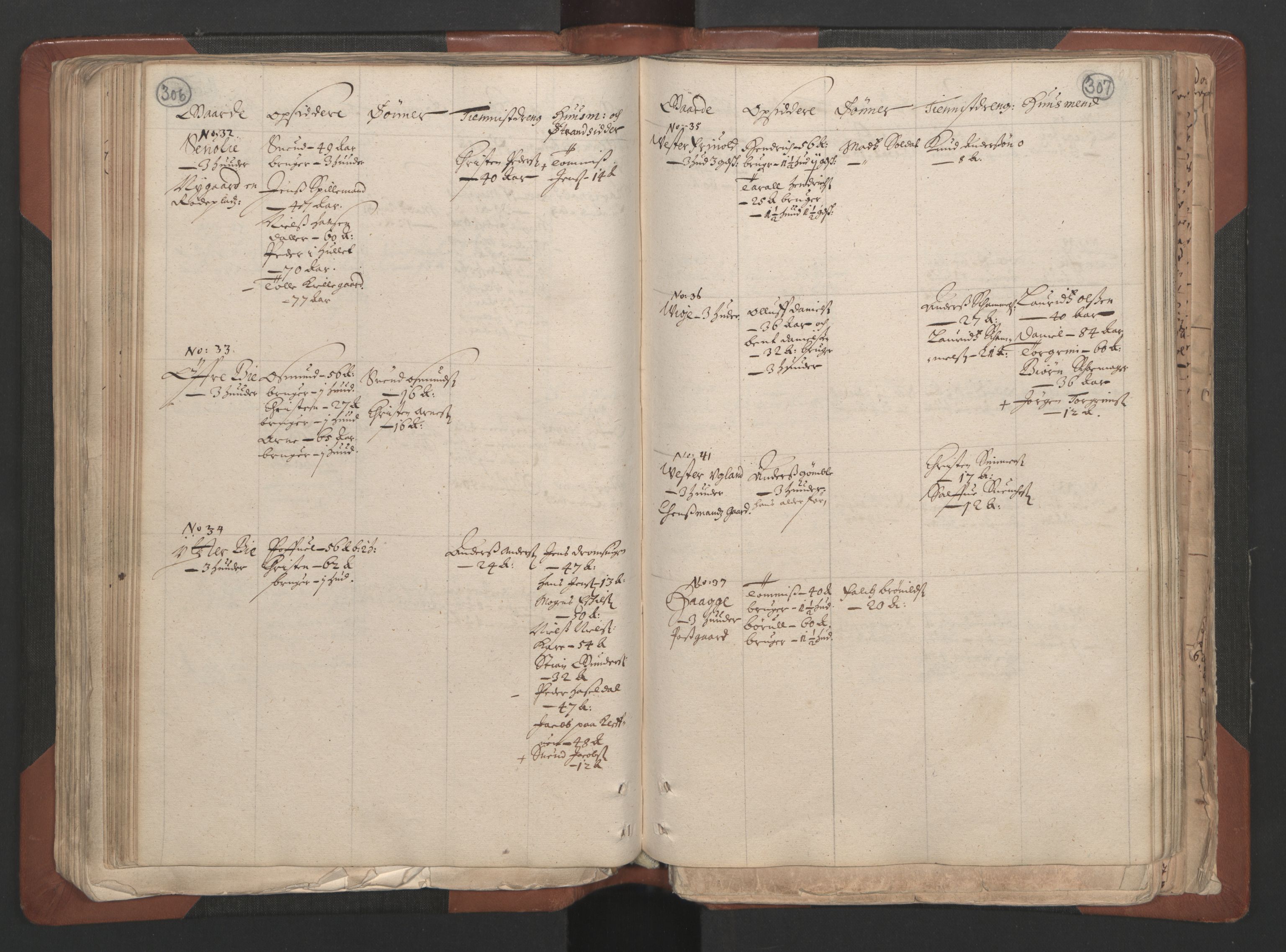 RA, Bailiff's Census 1664-1666, no. 7: Nedenes fogderi, 1664-1666, p. 306-307