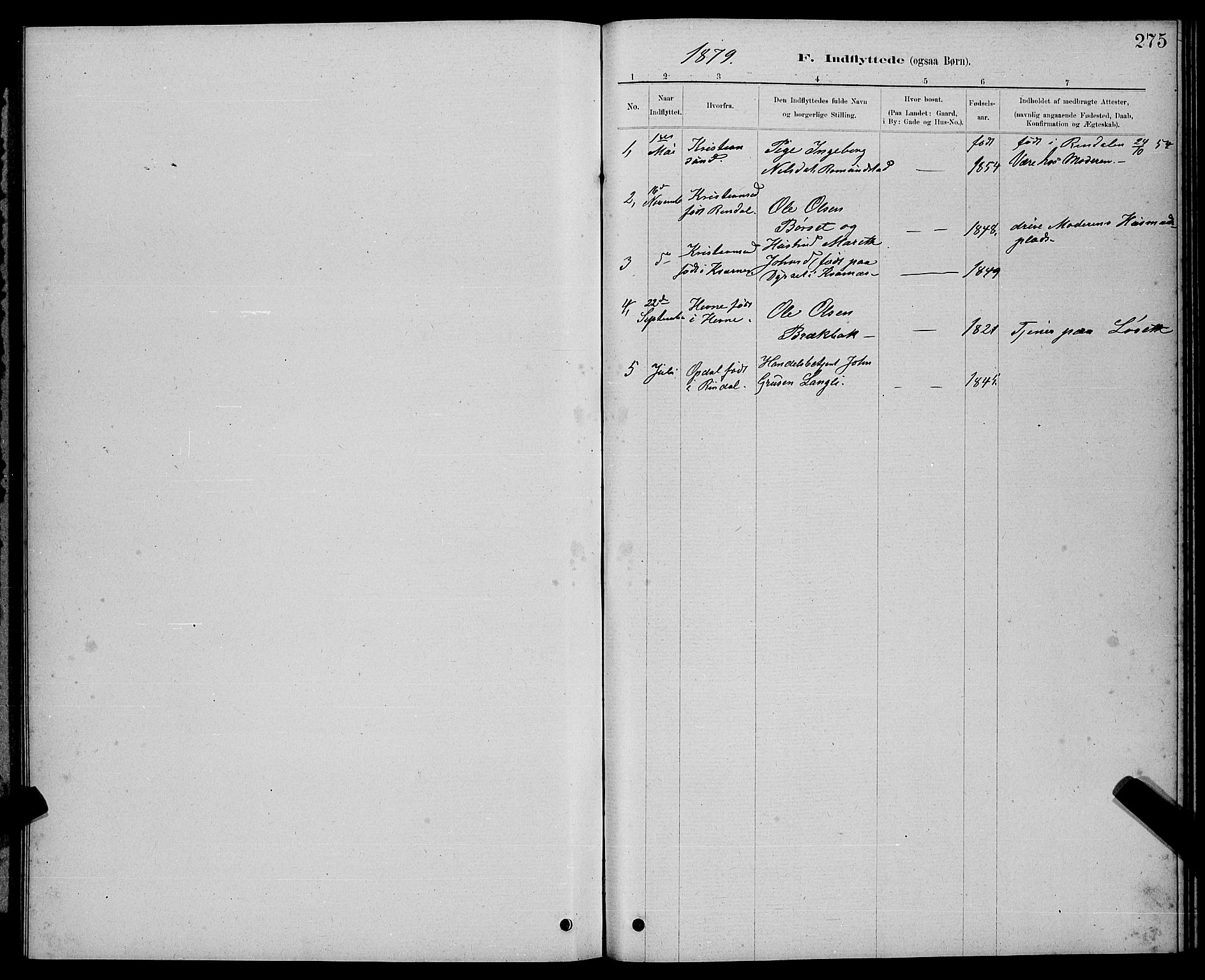 Ministerialprotokoller, klokkerbøker og fødselsregistre - Møre og Romsdal, SAT/A-1454/598/L1077: Parish register (copy) no. 598C02, 1879-1891, p. 275