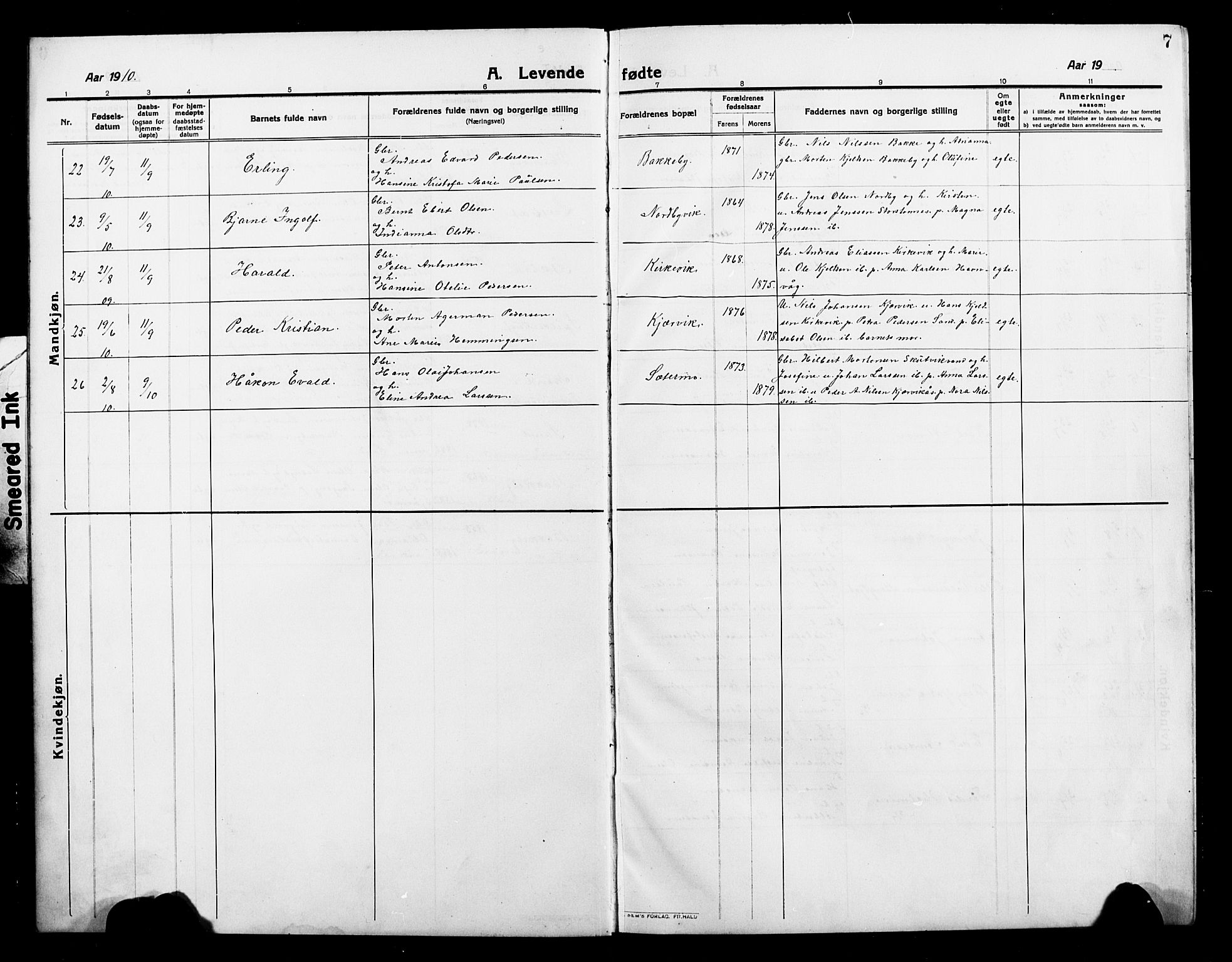 Balsfjord sokneprestembete, SATØ/S-1303/G/Ga/L0004klokker: Parish register (copy) no. 4, 1910-1926, p. 7