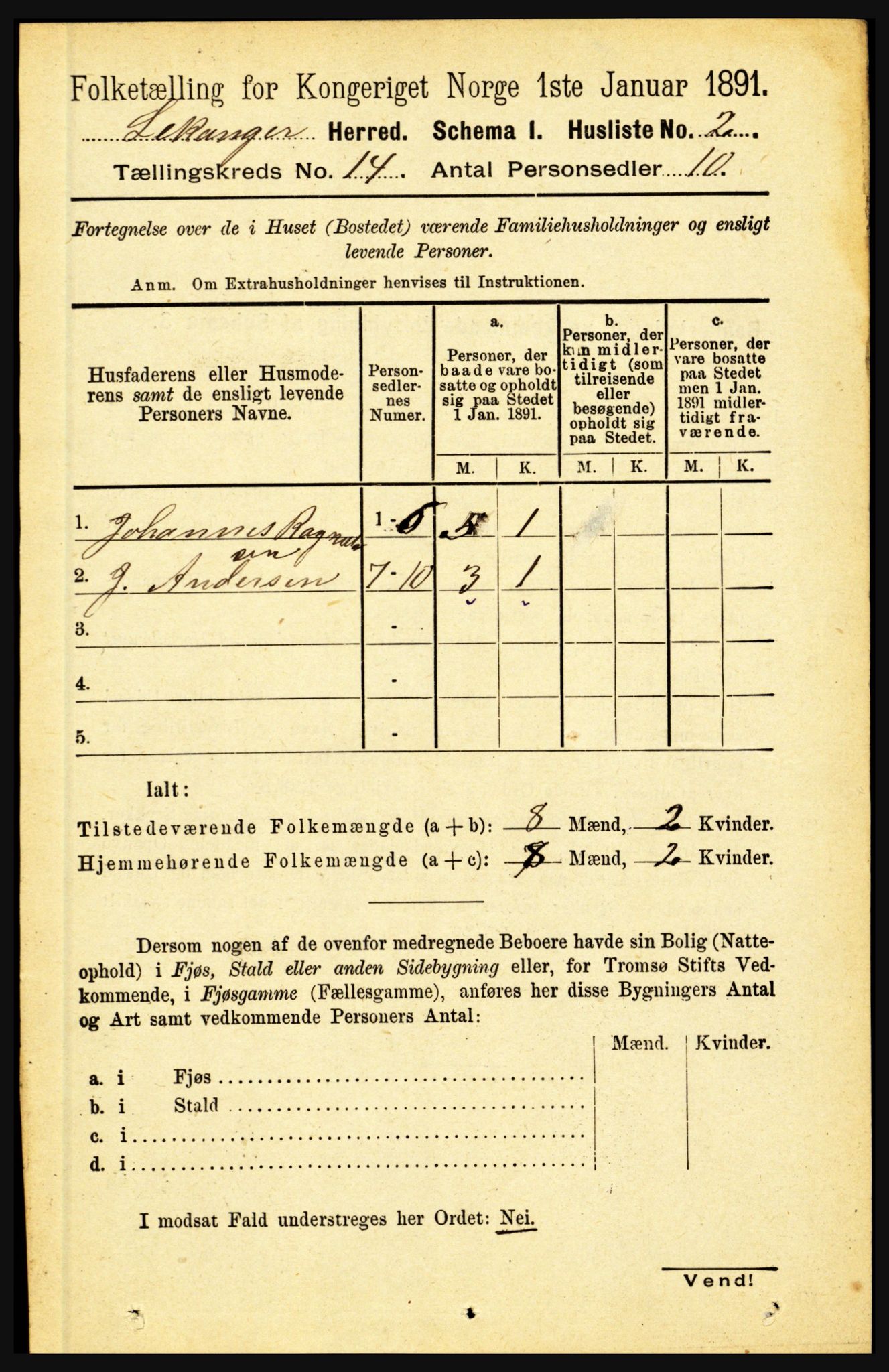 RA, 1891 census for 1419 Leikanger, 1891, p. 2693