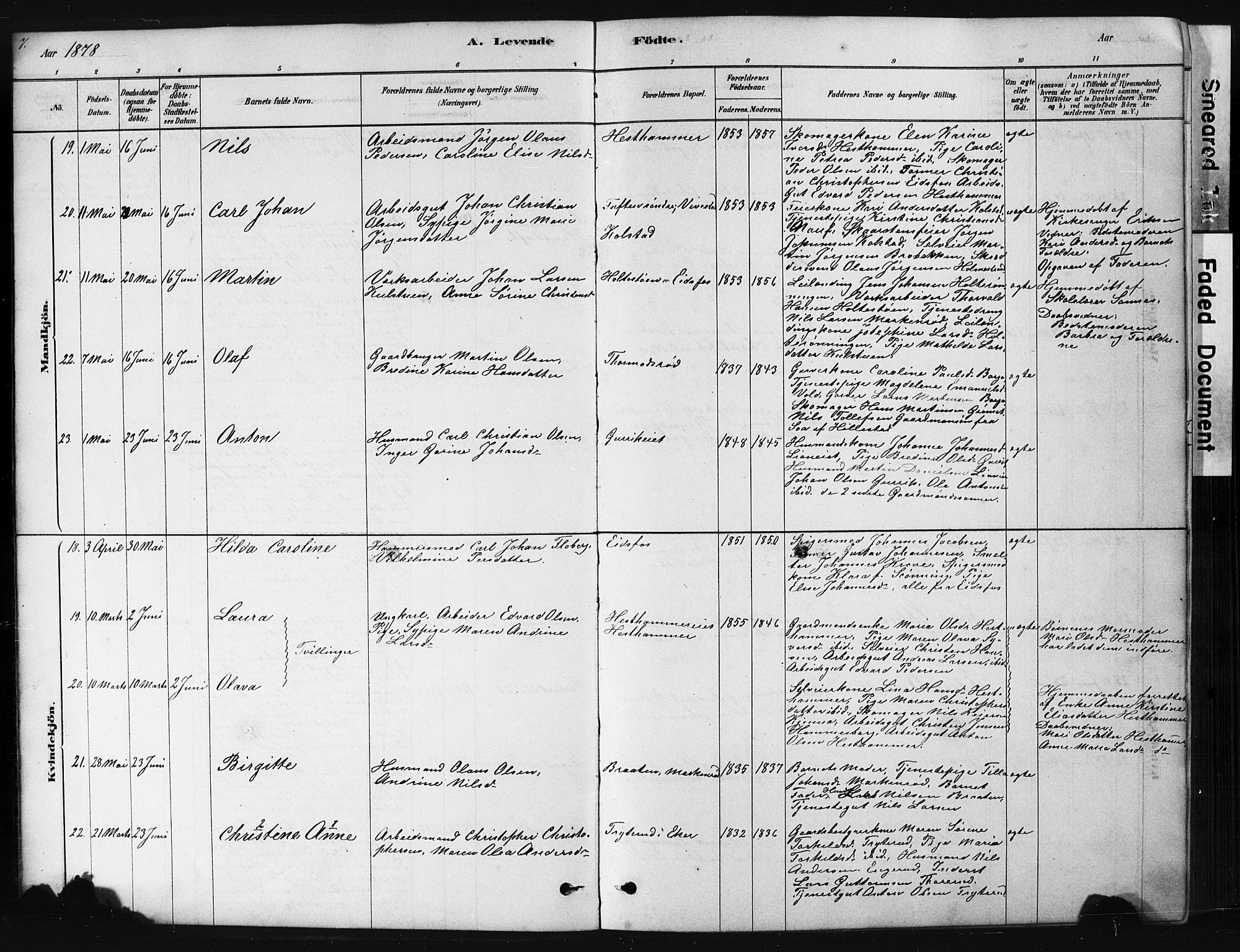 Hof kirkebøker, AV/SAKO-A-64/G/Ga/L0004: Parish register (copy) no. I 4, 1878-1930, p. 7