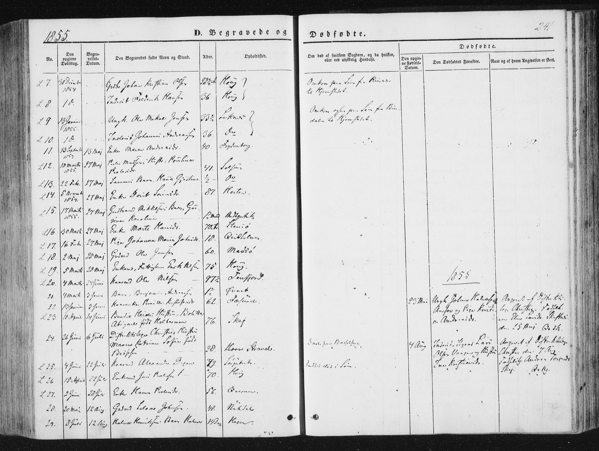 Ministerialprotokoller, klokkerbøker og fødselsregistre - Nord-Trøndelag, AV/SAT-A-1458/780/L0640: Parish register (official) no. 780A05, 1845-1856, p. 241