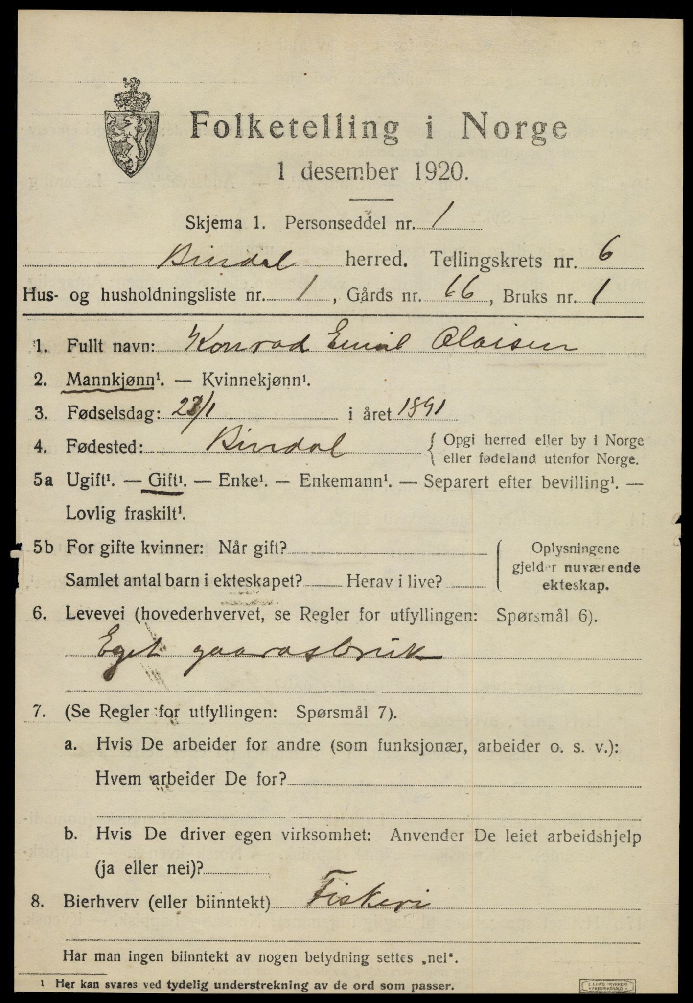 SAT, 1920 census for Bindal, 1920, p. 4757