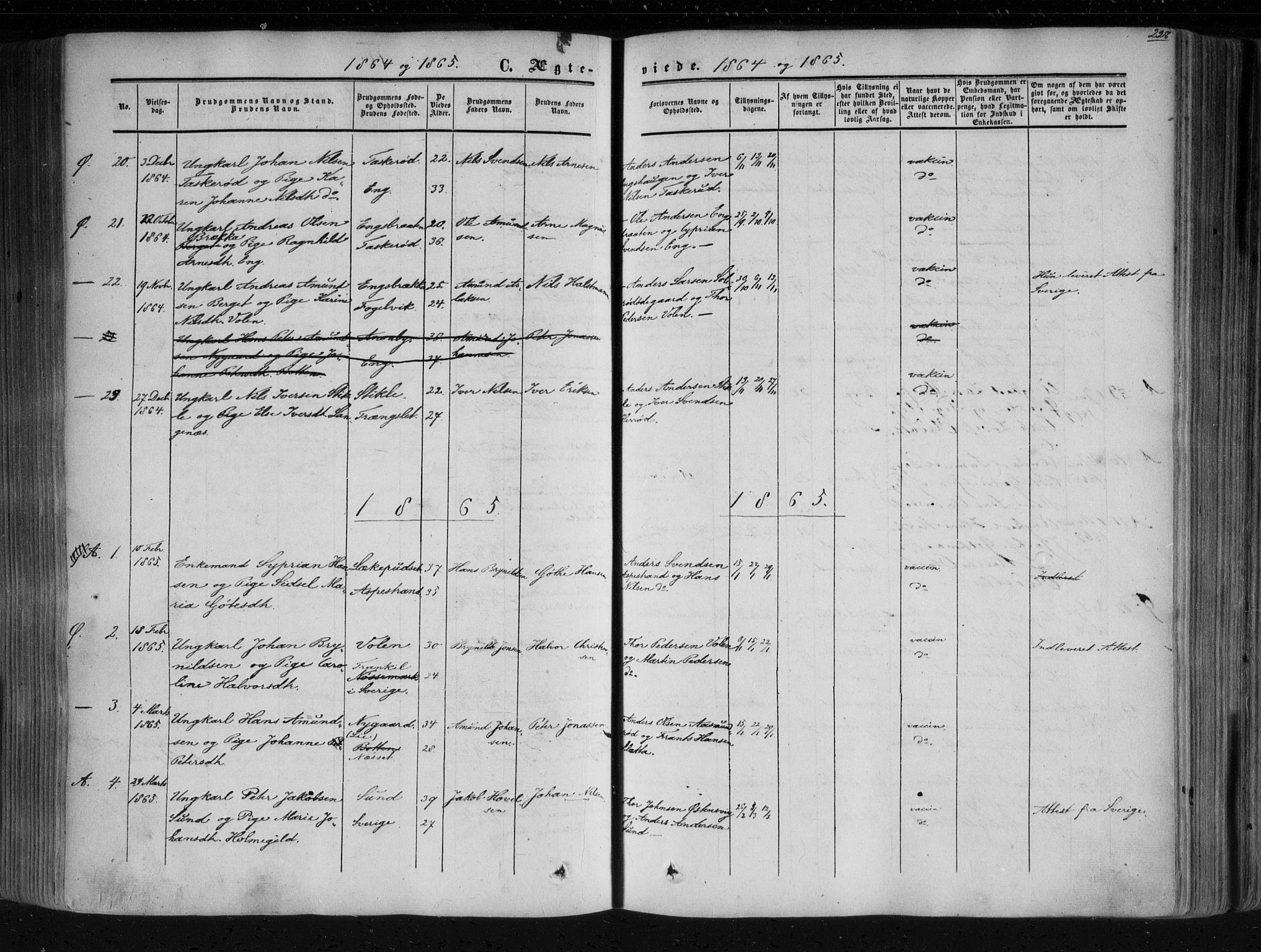Aremark prestekontor Kirkebøker, SAO/A-10899/F/Fc/L0003: Parish register (official) no. III 3, 1850-1865, p. 228