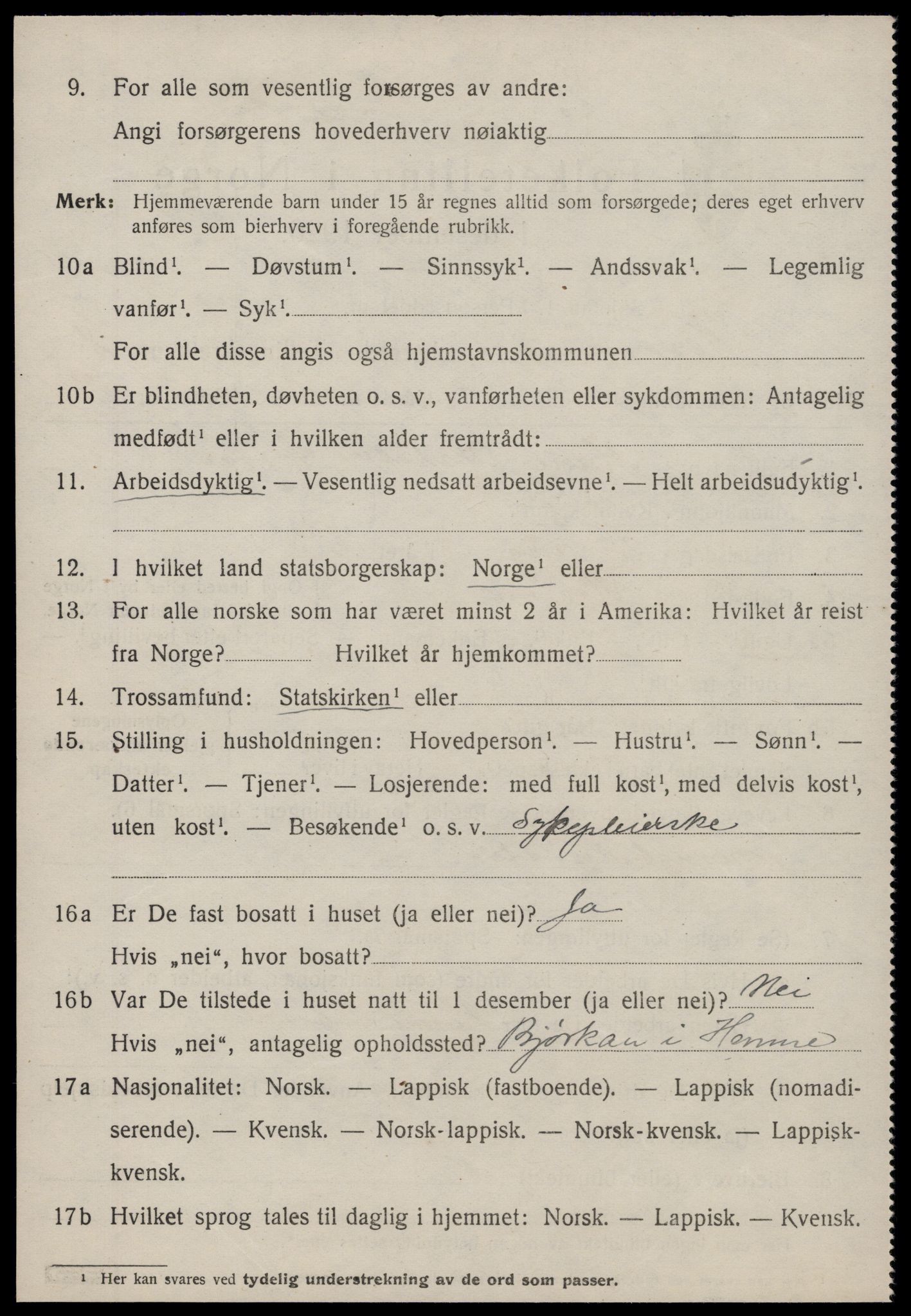 SAT, 1920 census for Hemne, 1920, p. 5401