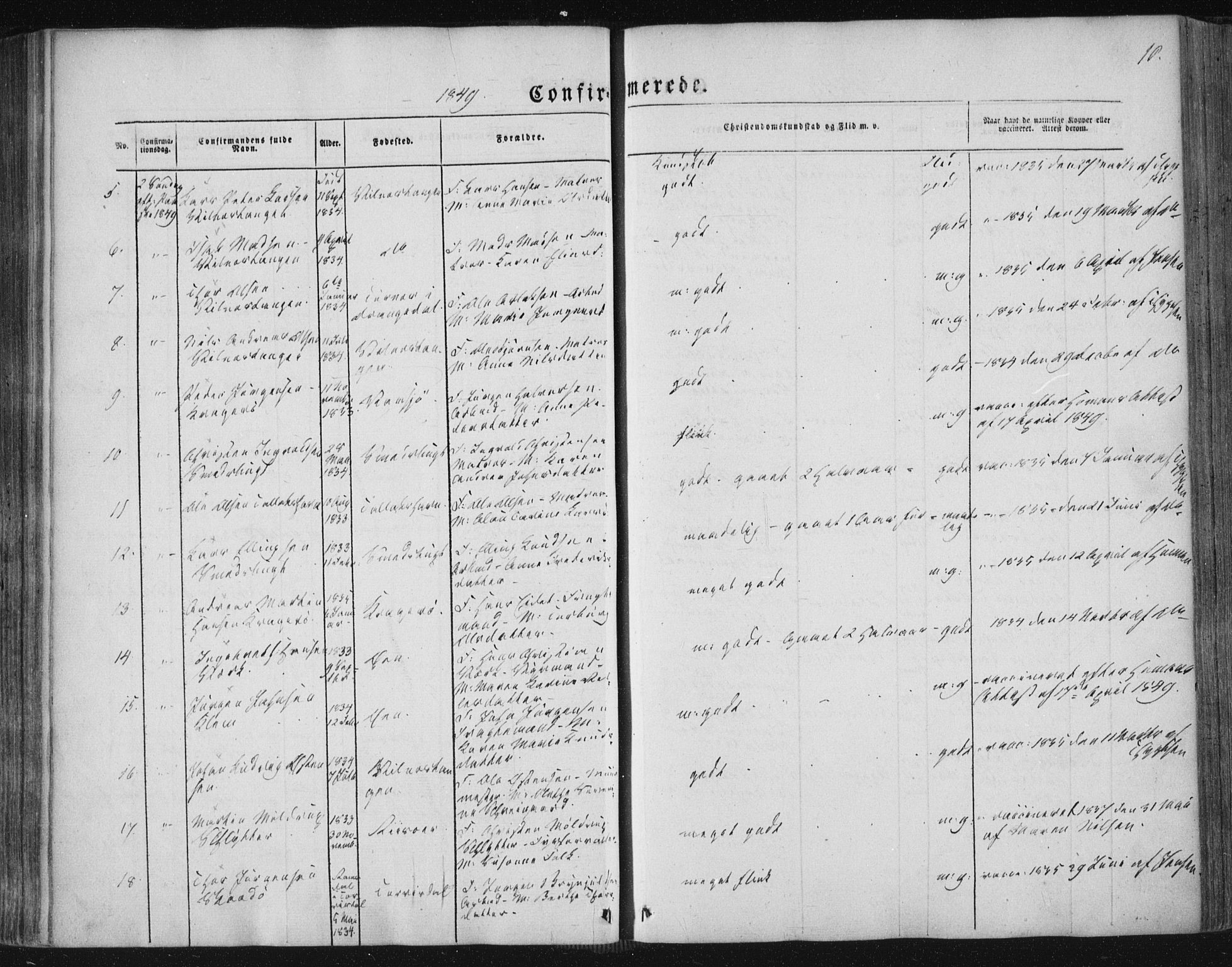 Kragerø kirkebøker, AV/SAKO-A-278/F/Fa/L0006: Parish register (official) no. 6, 1847-1861, p. 10