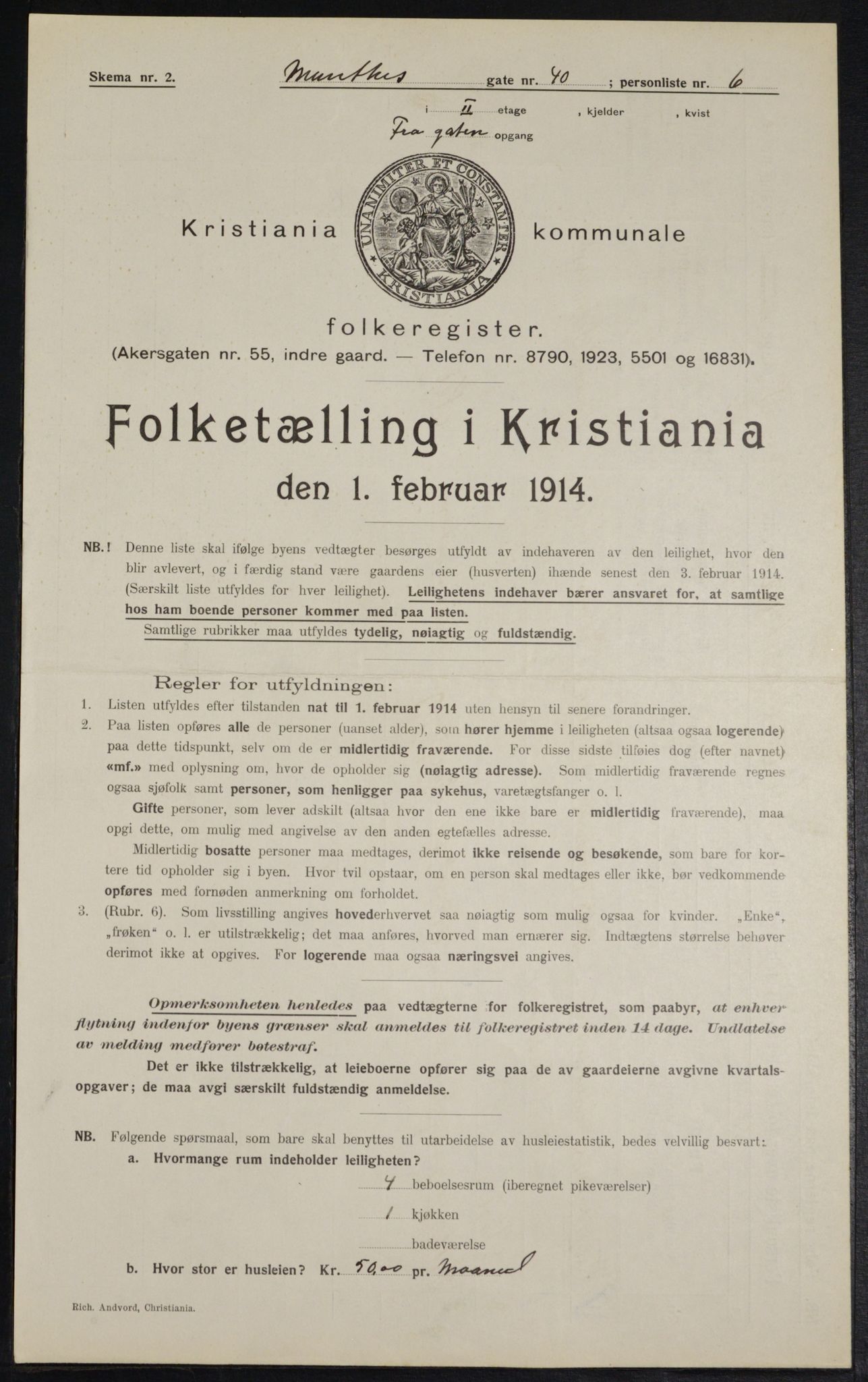 OBA, Municipal Census 1914 for Kristiania, 1914, p. 68163