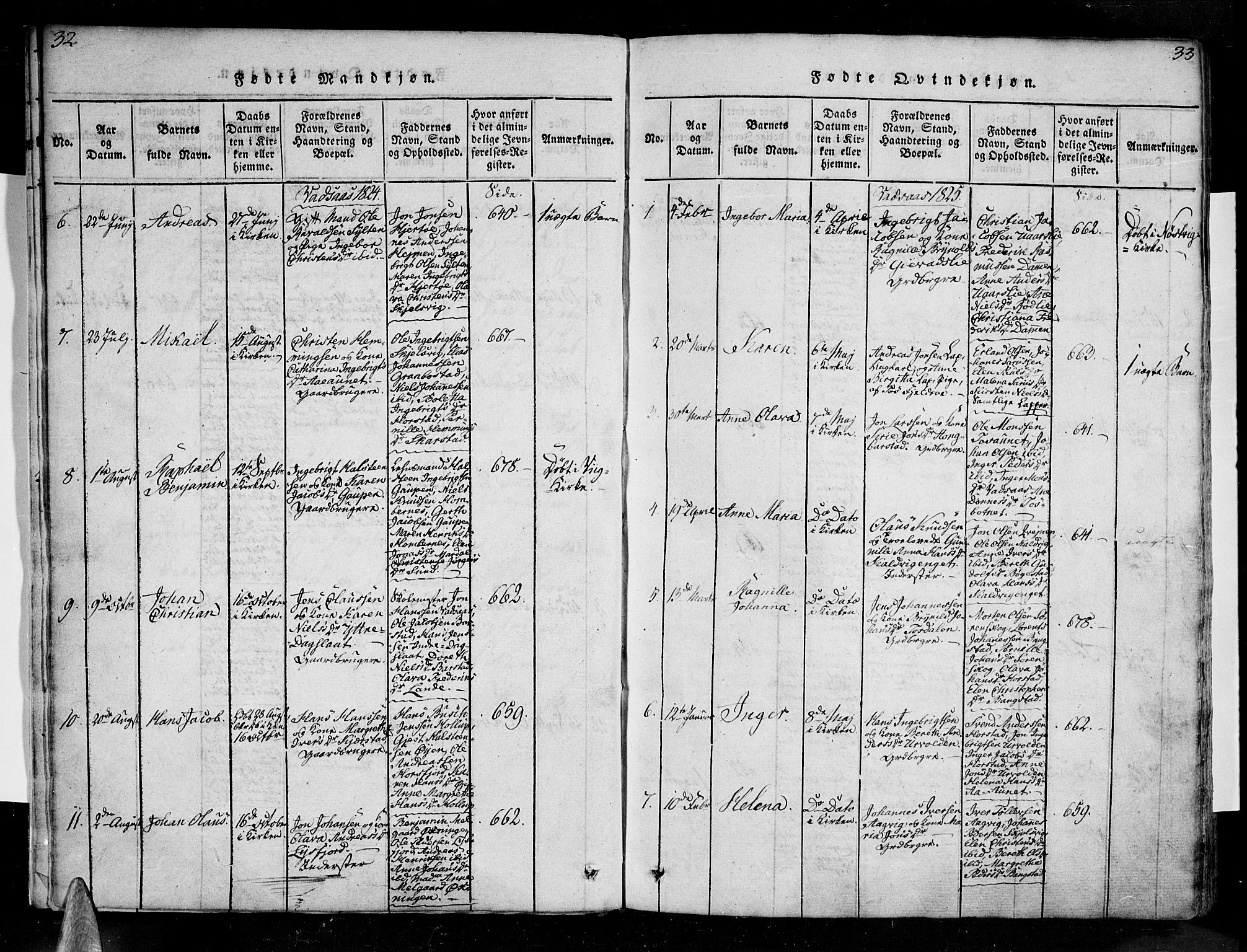 Ministerialprotokoller, klokkerbøker og fødselsregistre - Nordland, AV/SAT-A-1459/810/L0142: Parish register (official) no. 810A06 /1, 1819-1841, p. 32-33