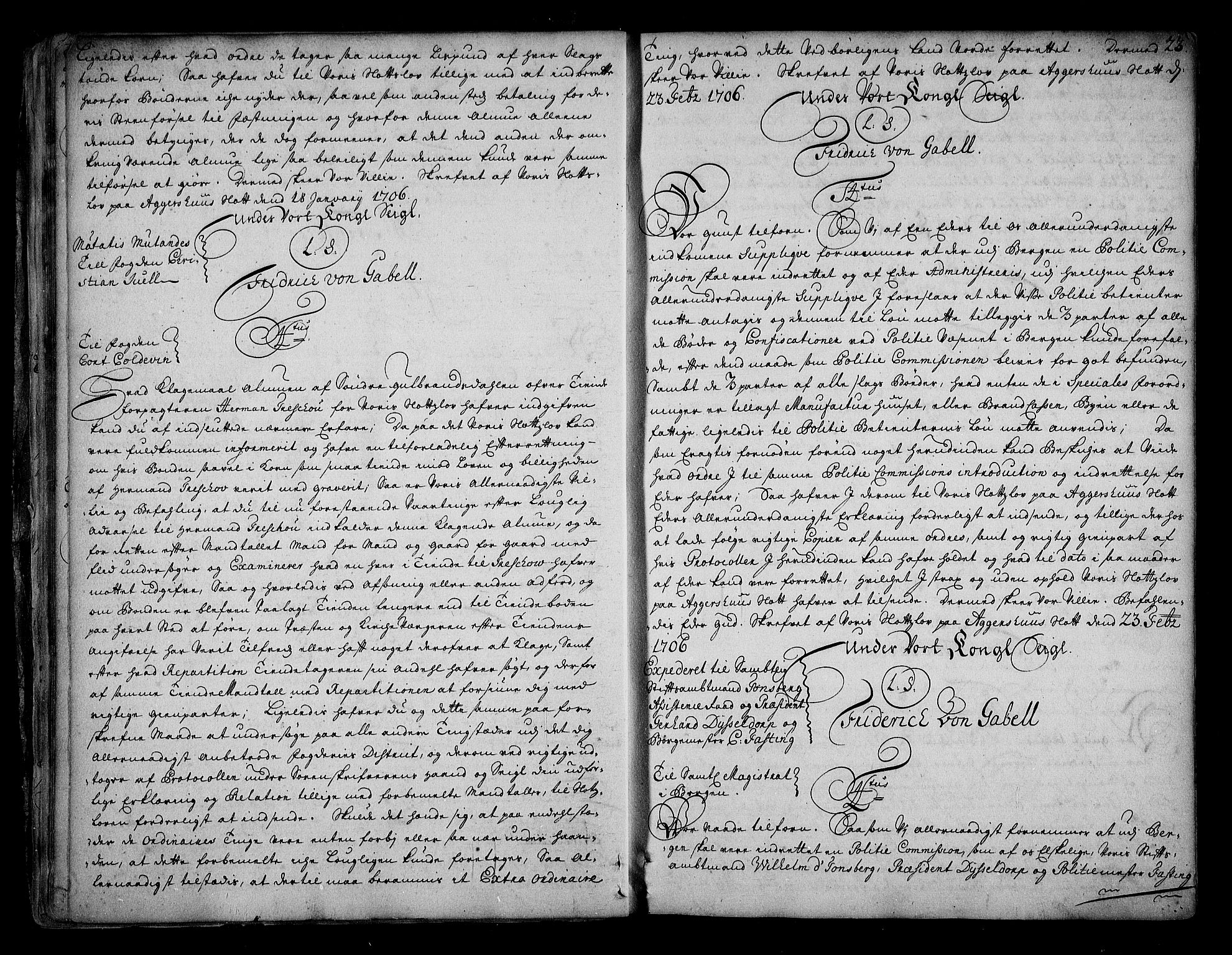 Stattholderembetet 1572-1771, AV/RA-EA-2870/Bd/L0007: Ordreprotokoll, 1704-1711, p. 22b-23a