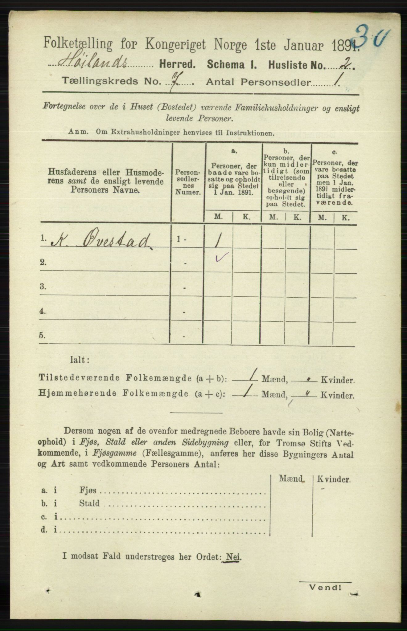 RA, 1891 census for 1123 Høyland, 1891, p. 2313