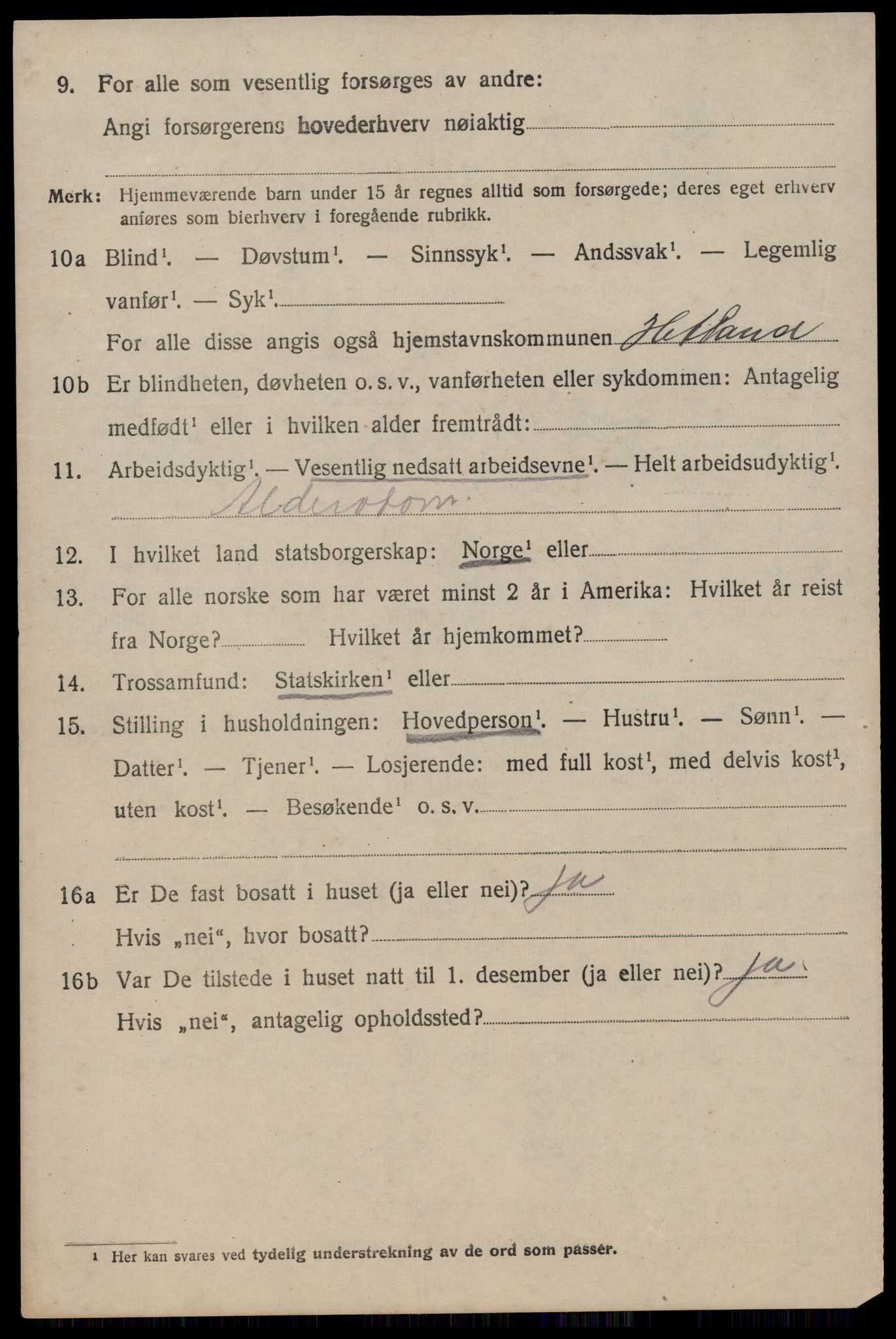 SAST, 1920 census for Hetland, 1920, p. 3570