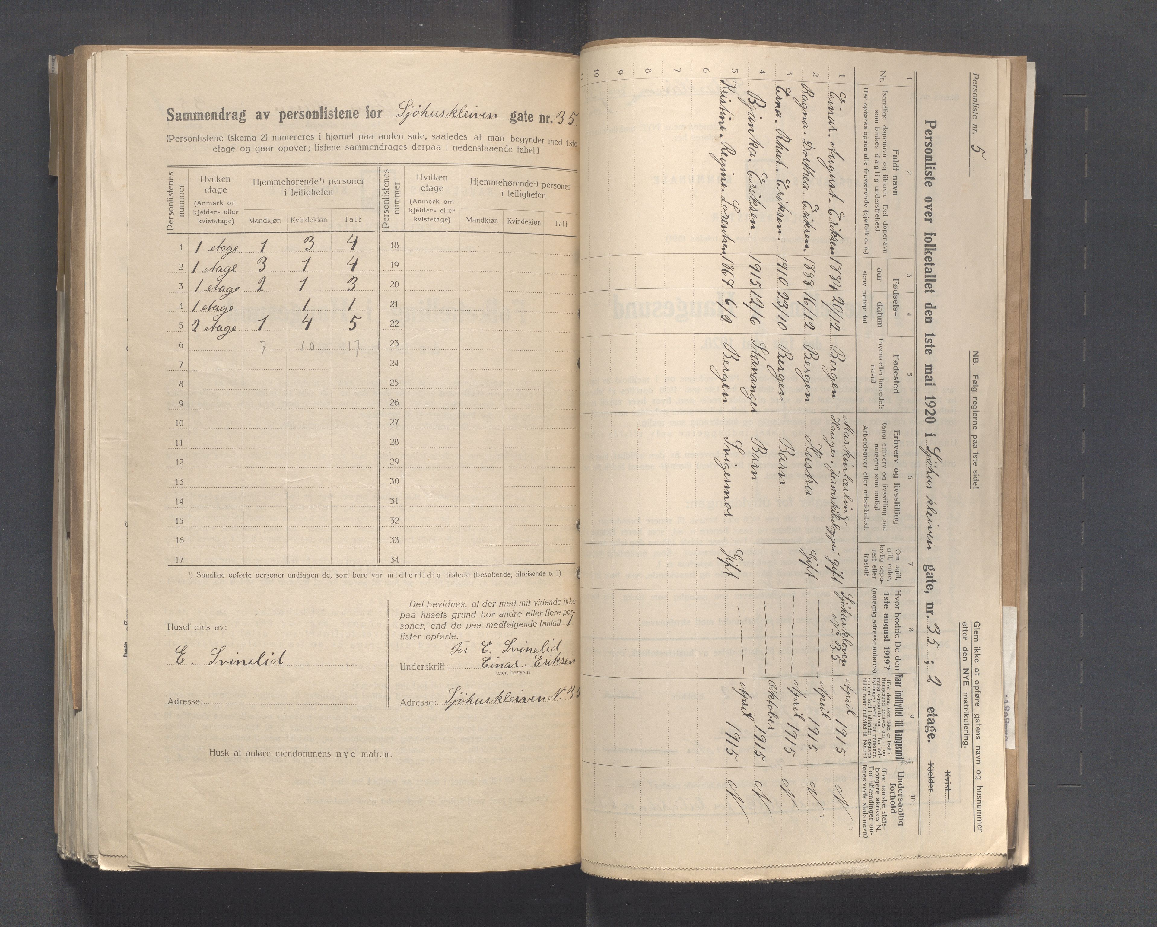 IKAR, Local census 1.5.1920 for Haugesund, 1920, p. 6293