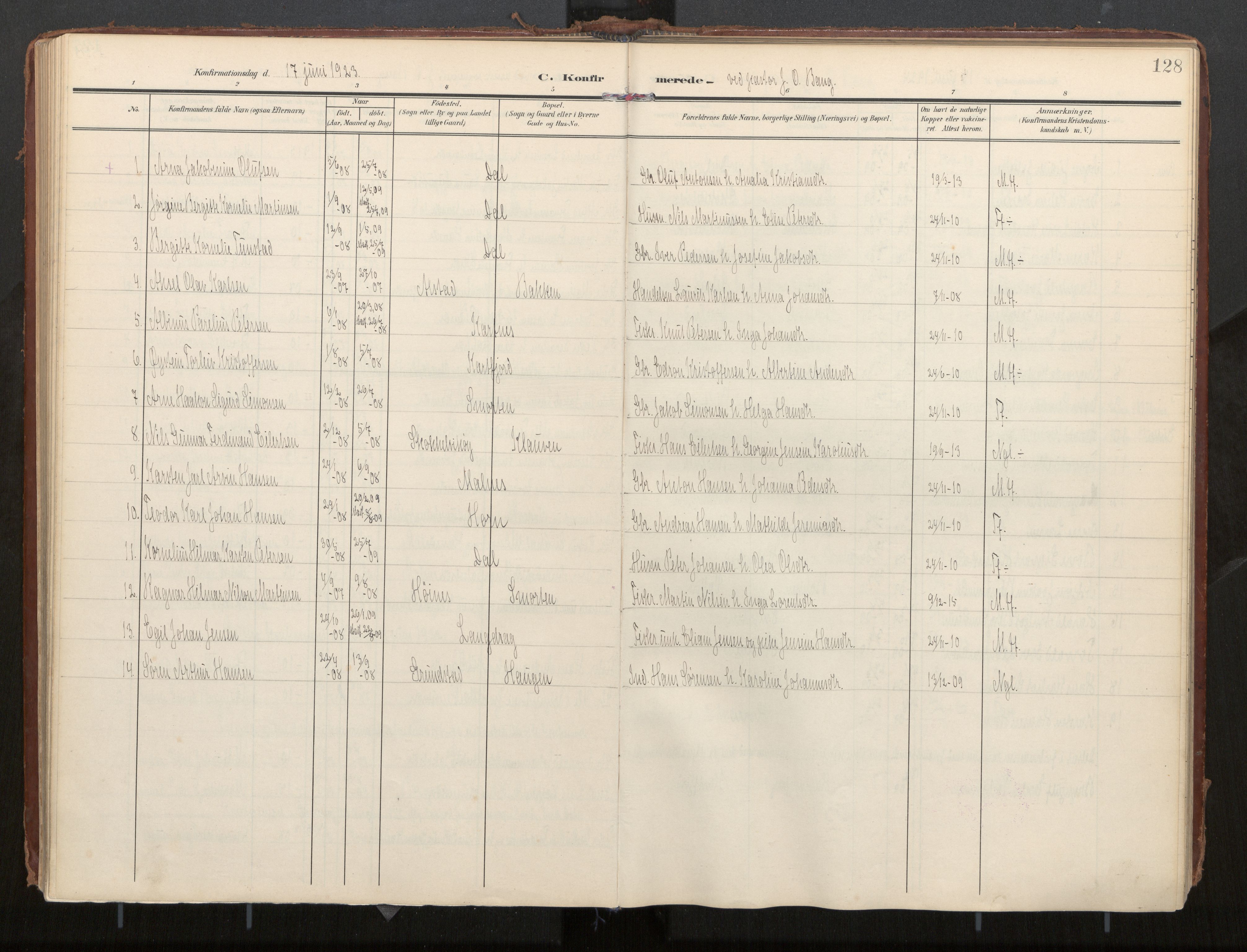 Ministerialprotokoller, klokkerbøker og fødselsregistre - Nordland, SAT/A-1459/884/L1194: Parish register (official) no. 884A02, 1906-1937, p. 128