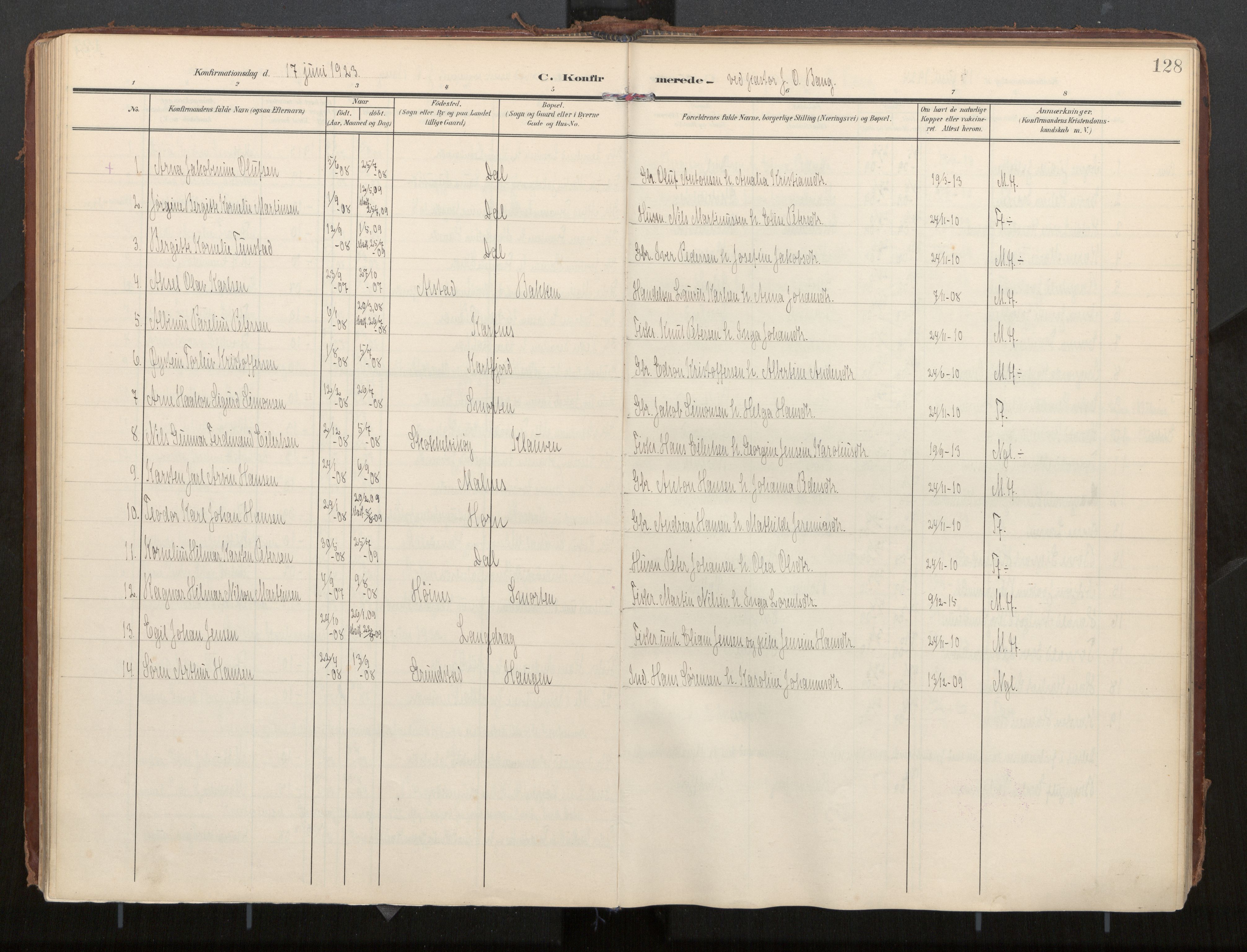 Ministerialprotokoller, klokkerbøker og fødselsregistre - Nordland, AV/SAT-A-1459/884/L1194: Parish register (official) no. 884A02, 1906-1937, p. 128