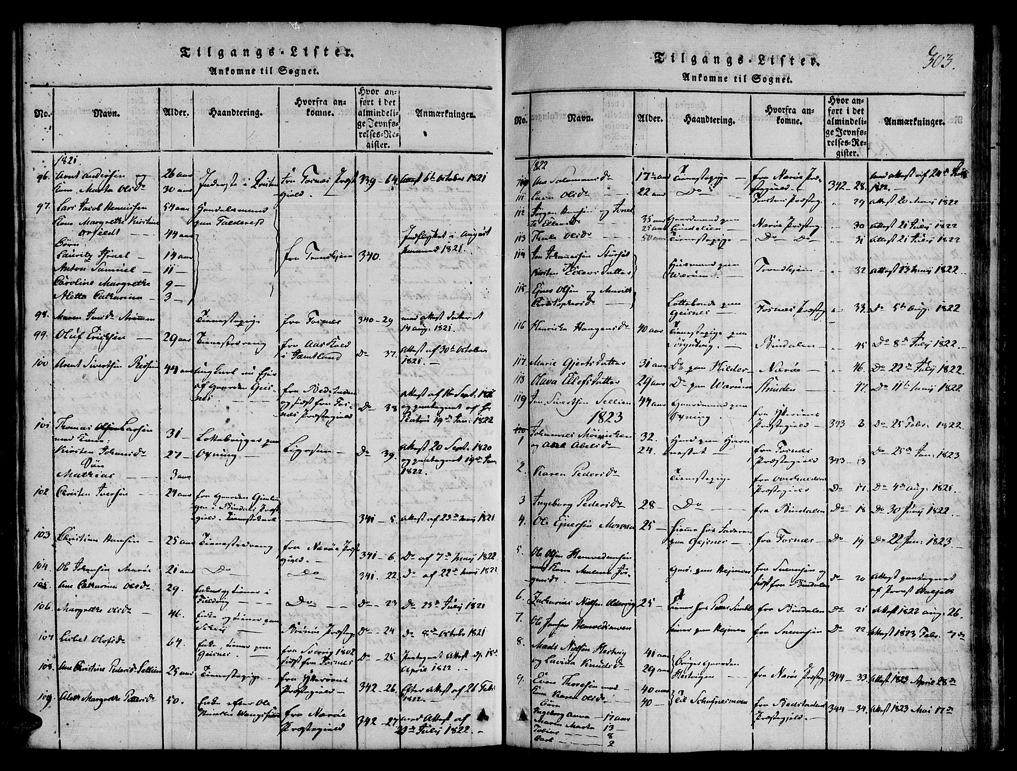 Ministerialprotokoller, klokkerbøker og fødselsregistre - Nord-Trøndelag, SAT/A-1458/780/L0636: Parish register (official) no. 780A03 /1, 1815-1830, p. 303