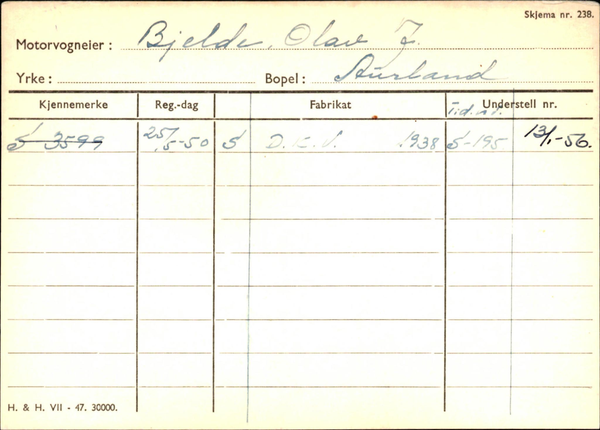 Statens vegvesen, Sogn og Fjordane vegkontor, AV/SAB-A-5301/4/F/L0125: Eigarregister Sogndal V-Å. Aurland A-Å. Fjaler A-N, 1945-1975, p. 451