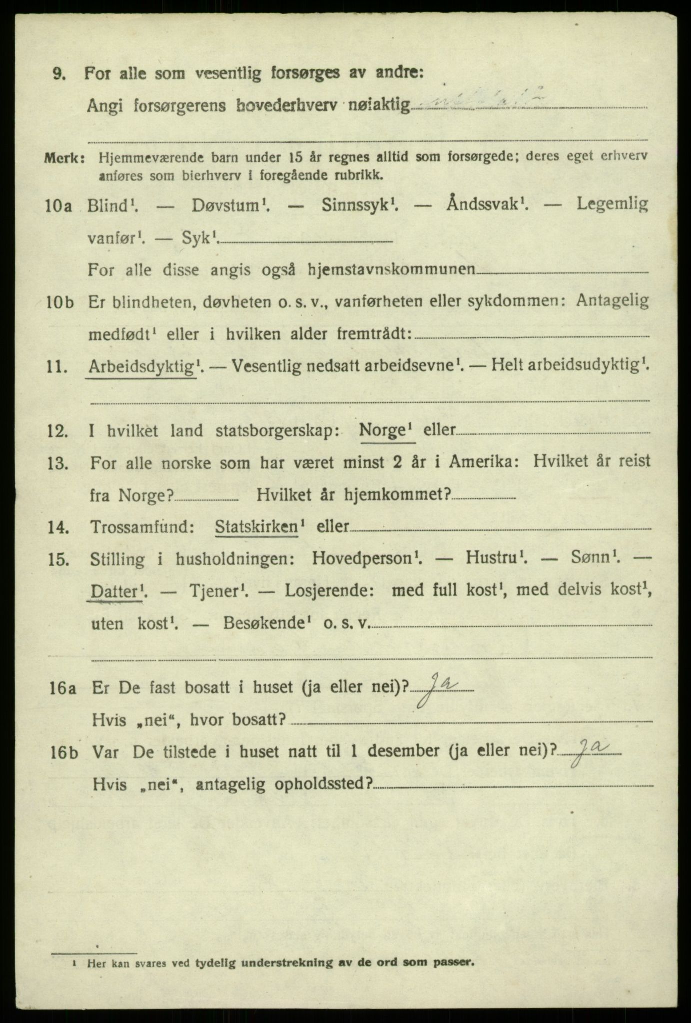 SAB, 1920 census for Hamre, 1920, p. 2858