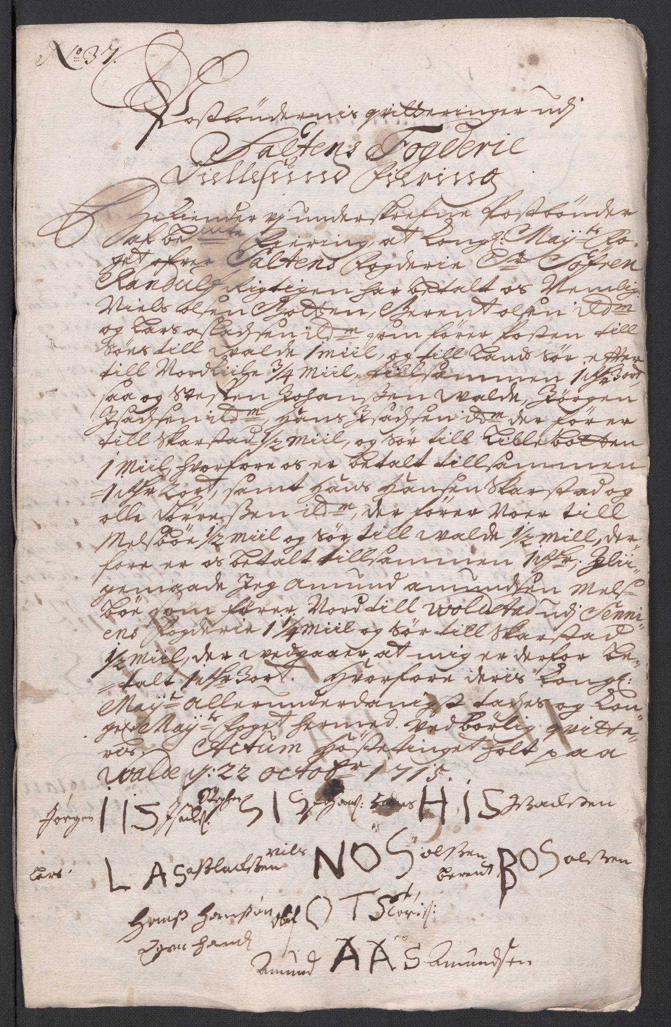 Rentekammeret inntil 1814, Reviderte regnskaper, Fogderegnskap, AV/RA-EA-4092/R66/L4585: Fogderegnskap Salten, 1715, p. 321