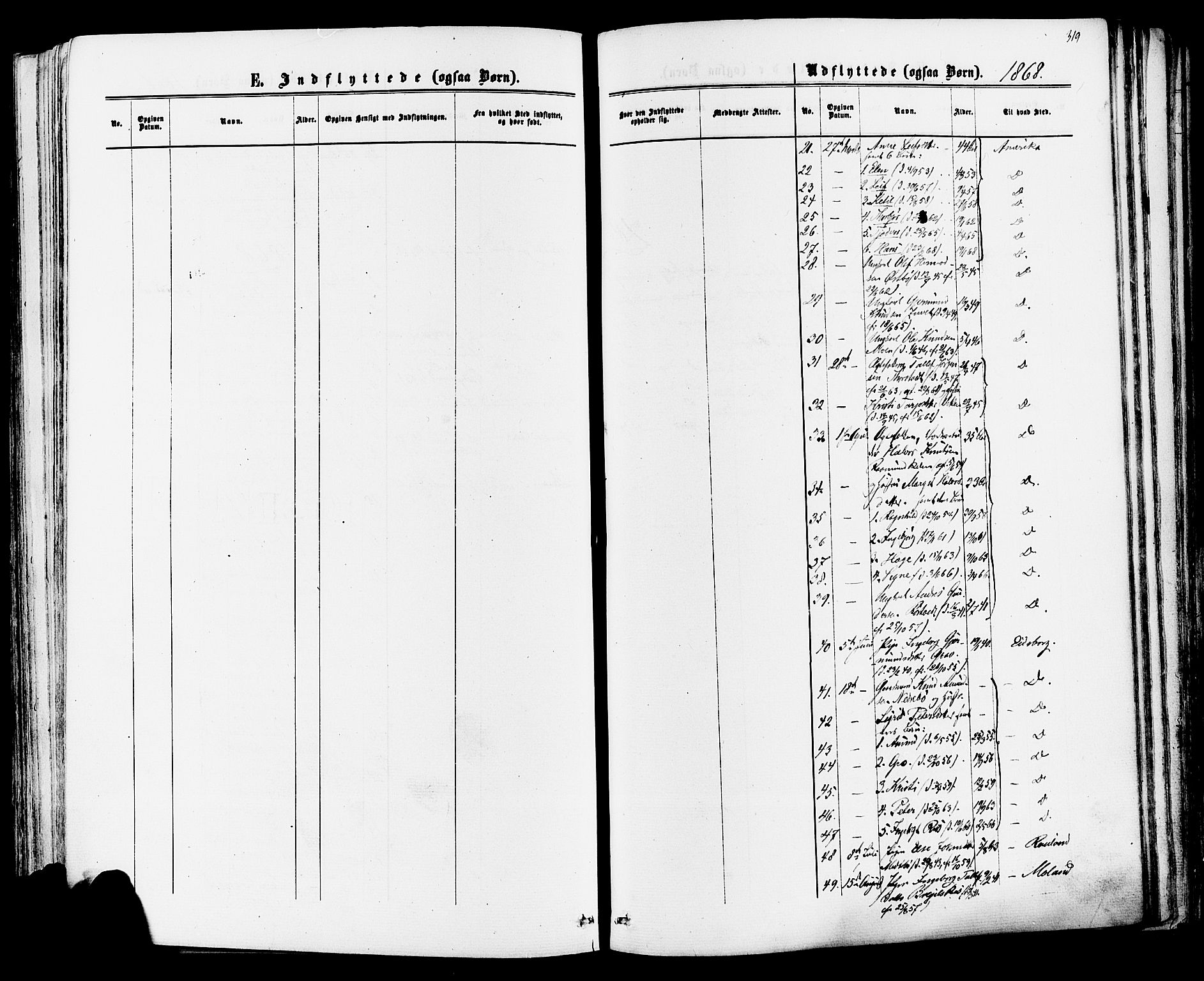 Mo kirkebøker, SAKO/A-286/F/Fa/L0006: Parish register (official) no. I 6, 1865-1885, p. 319