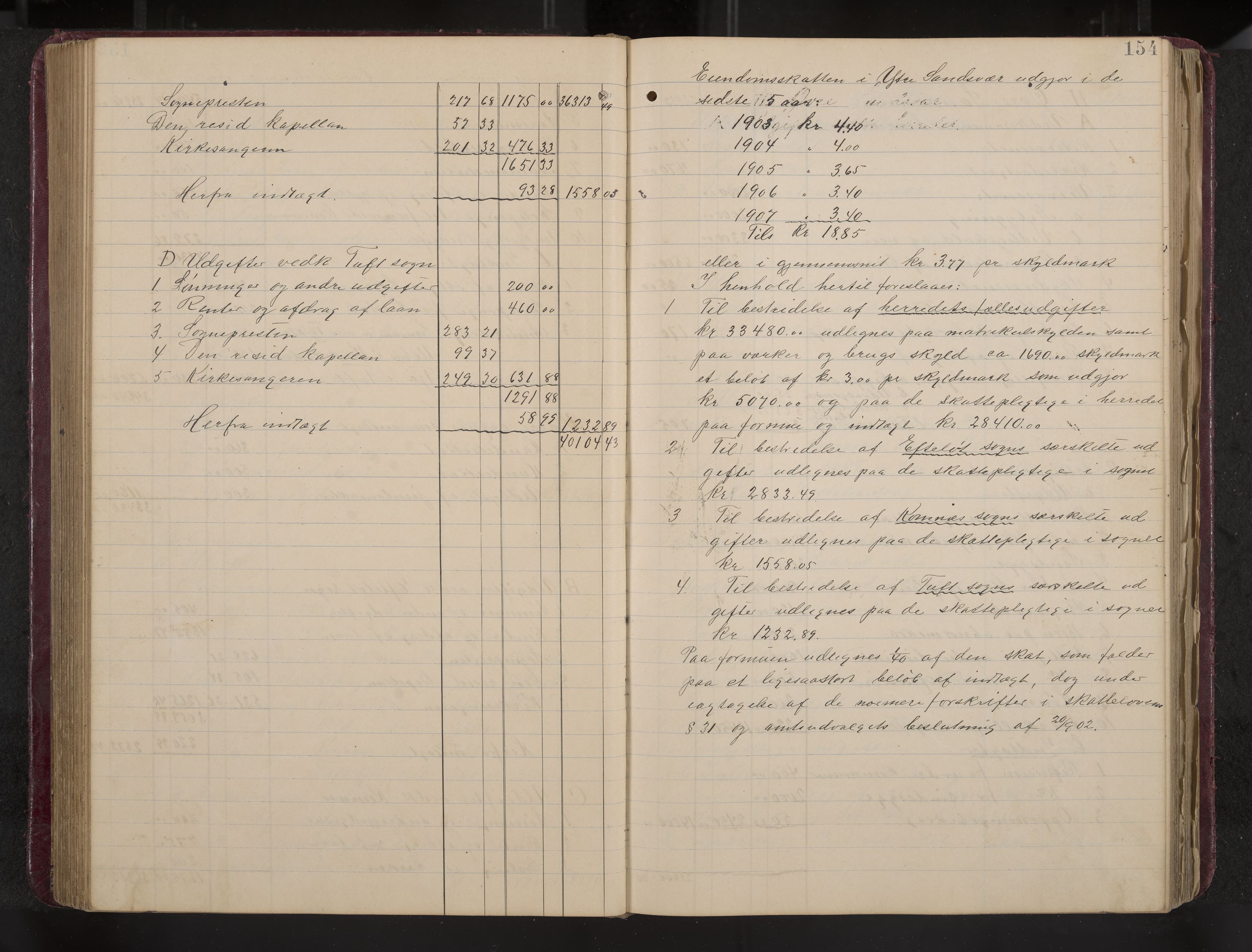 Ytre Sandsvær formannskap og sentraladministrasjon, IKAK/0629021/A/Aa/L0001: Møtebok med register, 1902-1919, p. 154