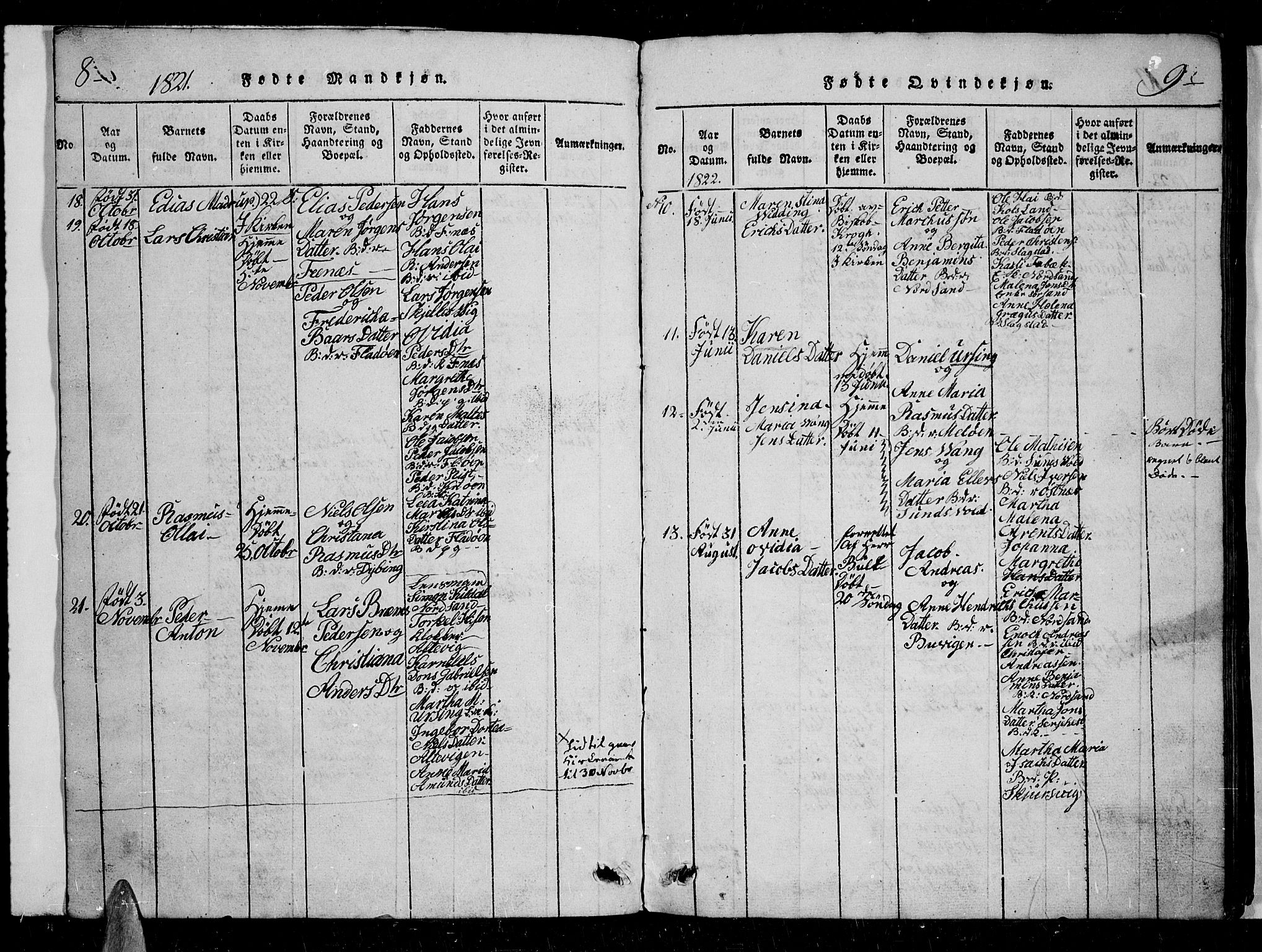 Trondenes sokneprestkontor, AV/SATØ-S-1319/H/Hb/L0004klokker: Parish register (copy) no. 4, 1821-1839, p. 8-9