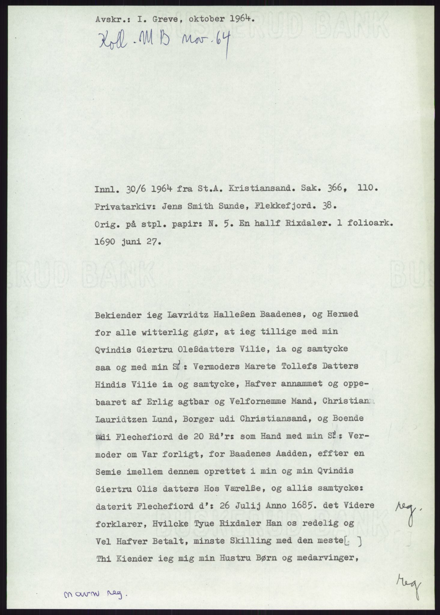 Samlinger til kildeutgivelse, Diplomavskriftsamlingen, RA/EA-4053/H/Ha, p. 3409