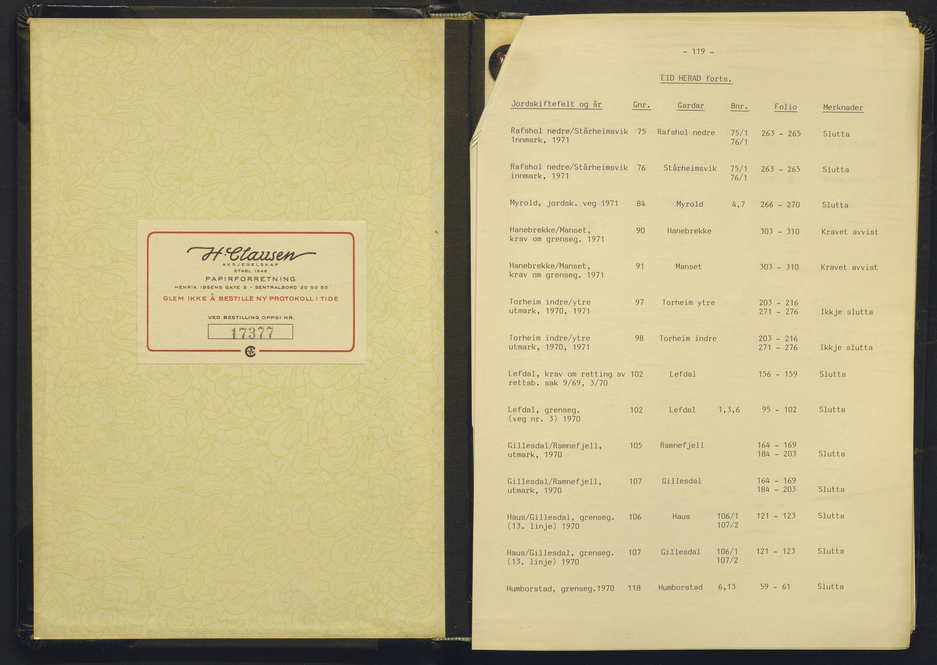 Sogn og Fjordane jordskiftedøme - II Ytre Nord- og Sunnfjord jordskiftedistrikt, AV/SAB-A-6101/A/Aa/L0021b: Forhandlingsprotokoll, 1969-1971