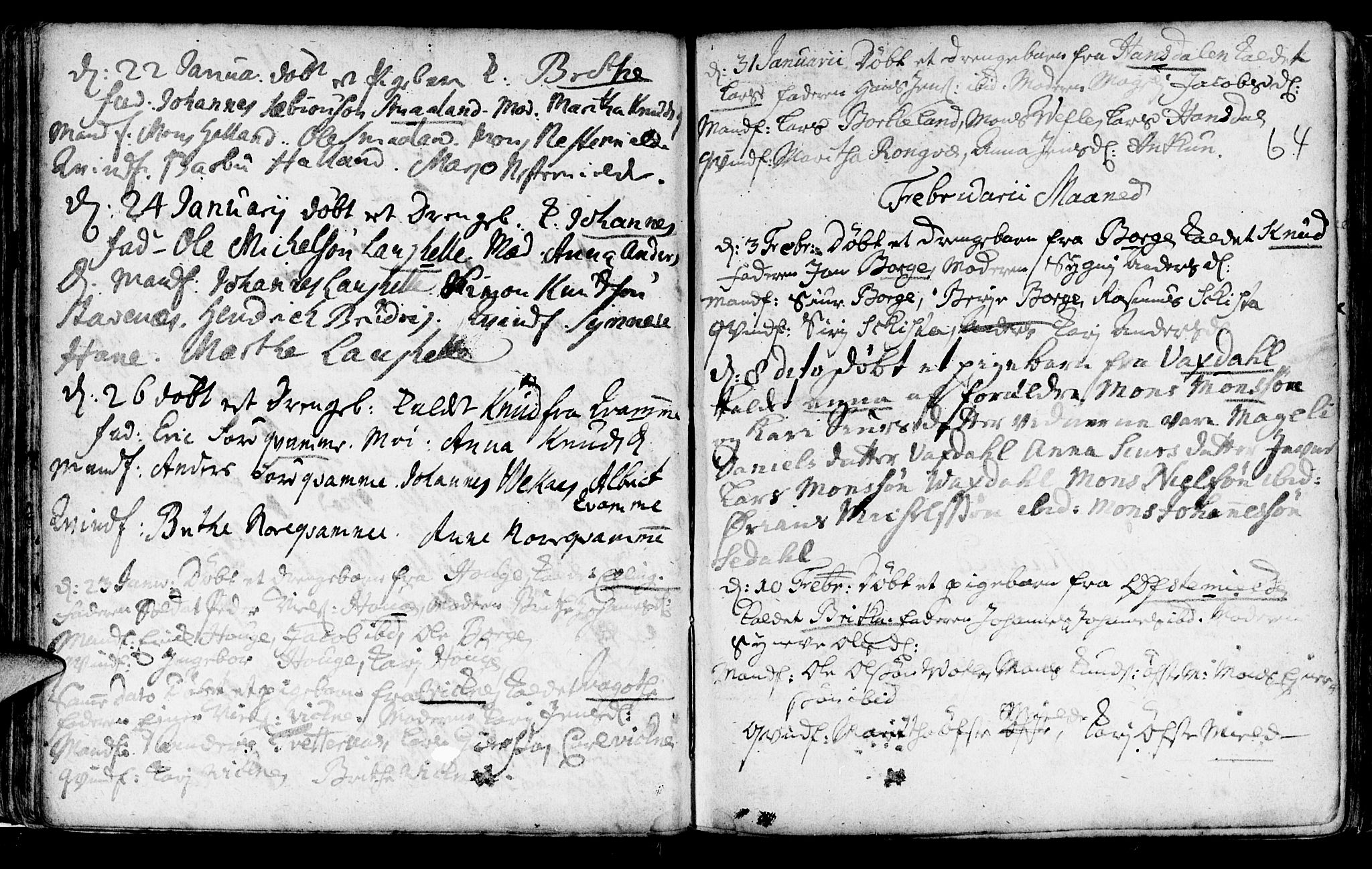 Haus sokneprestembete, AV/SAB-A-75601/H/Haa: Parish register (official) no. A 5, 1733-1747, p. 64