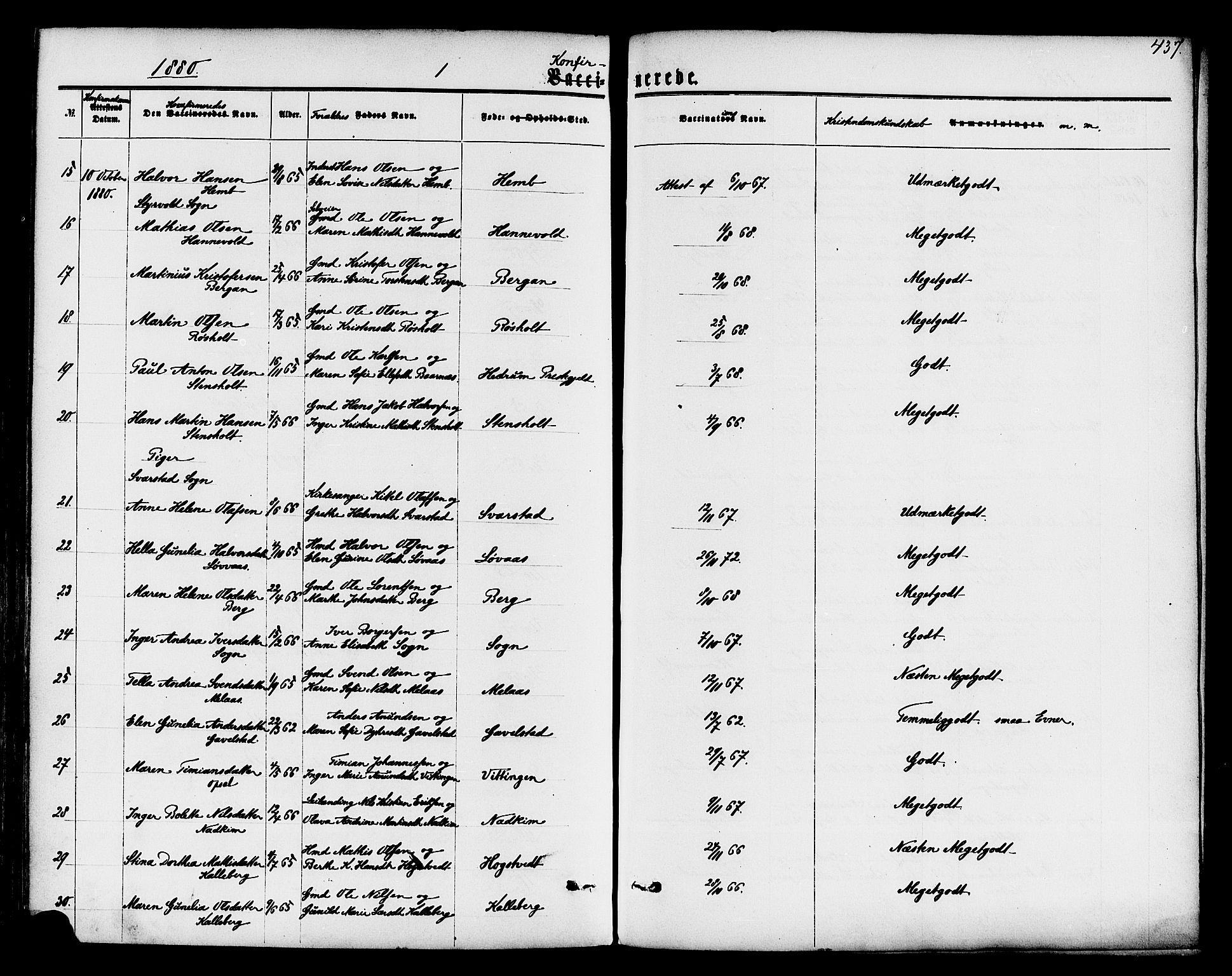 Lardal kirkebøker, AV/SAKO-A-350/F/Fa/L0007: Parish register (official) no. I 7, 1861-1880, p. 437