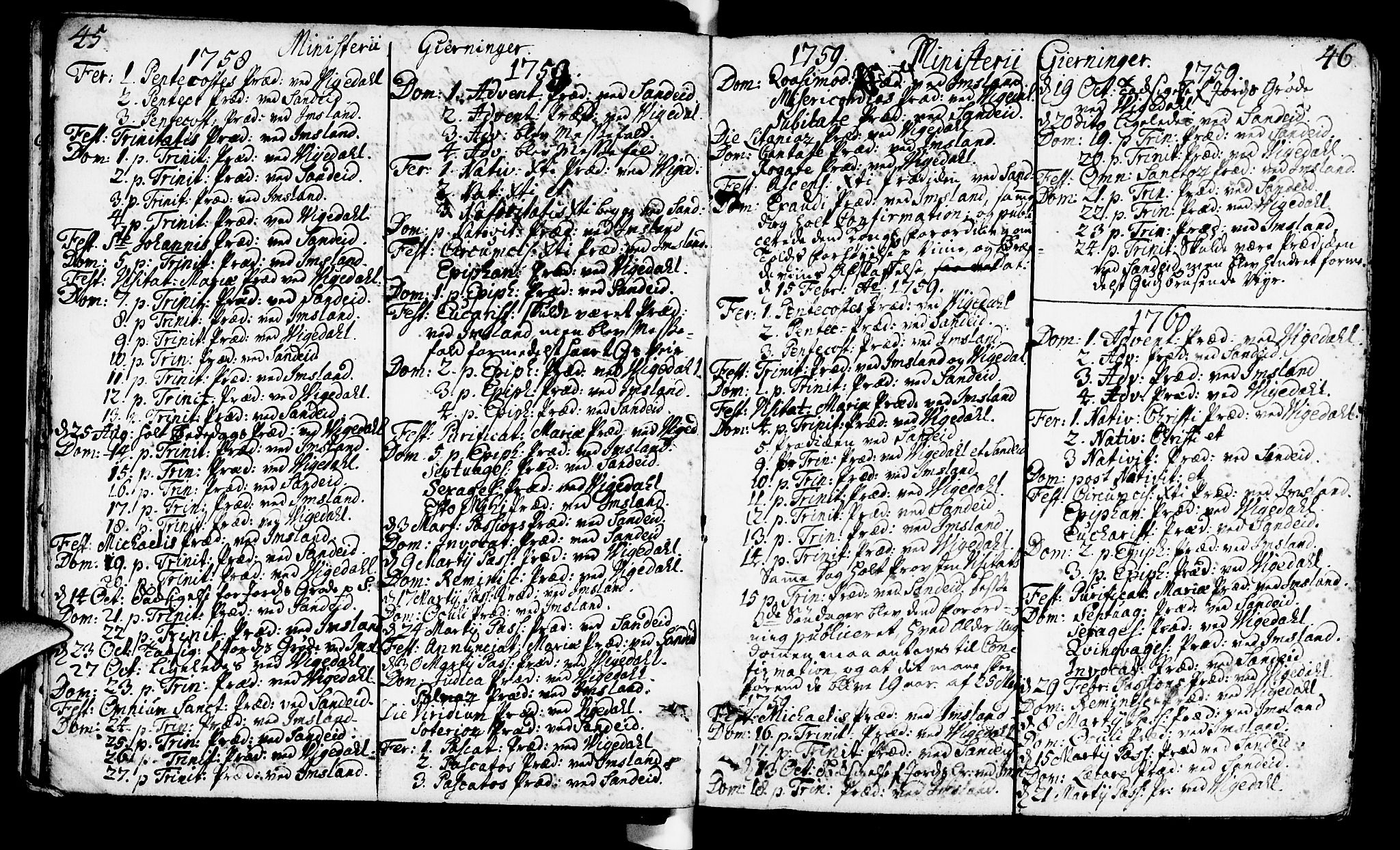 Vikedal sokneprestkontor, AV/SAST-A-101840/01/IV: Parish register (official) no. A 1, 1737-1778, p. 45-46