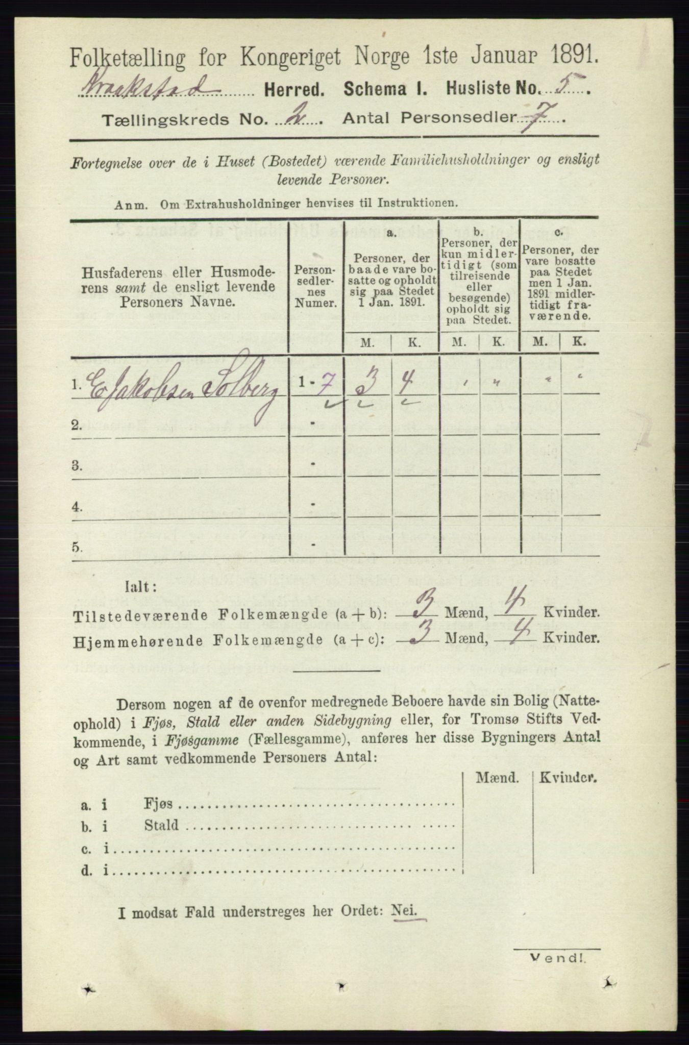 RA, 1891 census for 0212 Kråkstad, 1891, p. 679