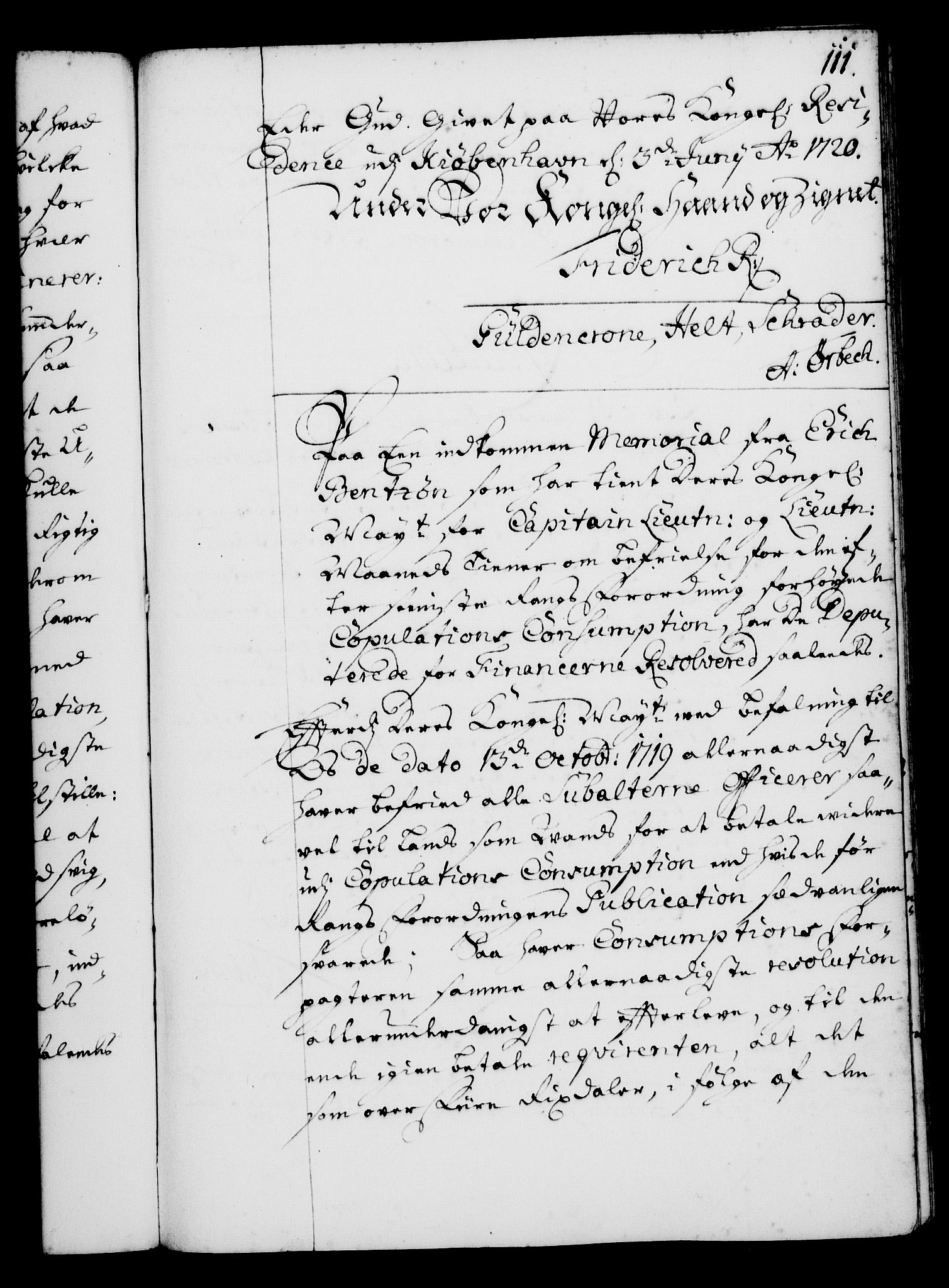 Rentekammeret, Kammerkanselliet, AV/RA-EA-3111/G/Gg/Gga/L0001: Norsk ekspedisjonsprotokoll med register (merket RK 53.1), 1720-1723, p. 111