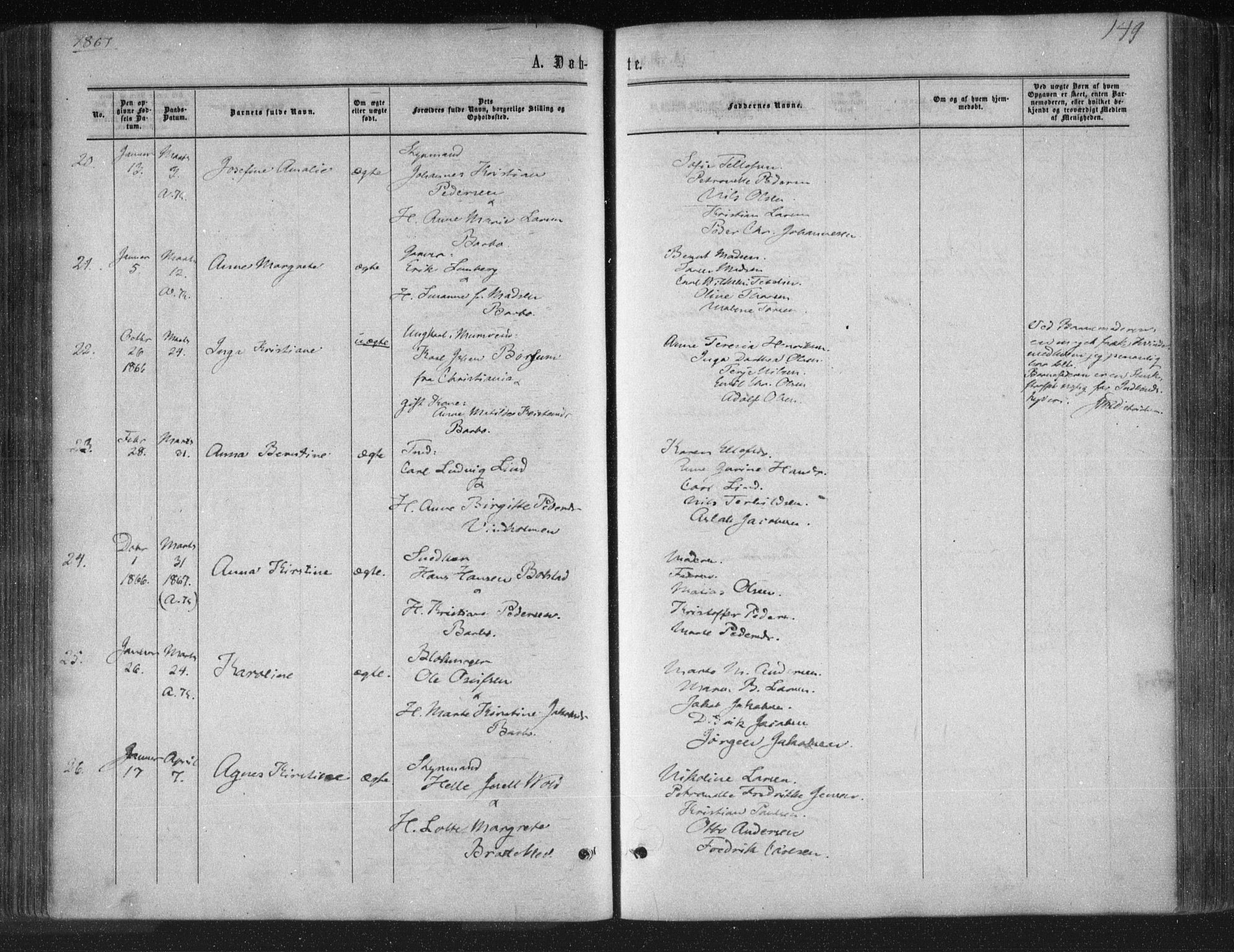 Tromøy sokneprestkontor, AV/SAK-1111-0041/F/Fa/L0007: Parish register (official) no. A 7, 1864-1869, p. 149