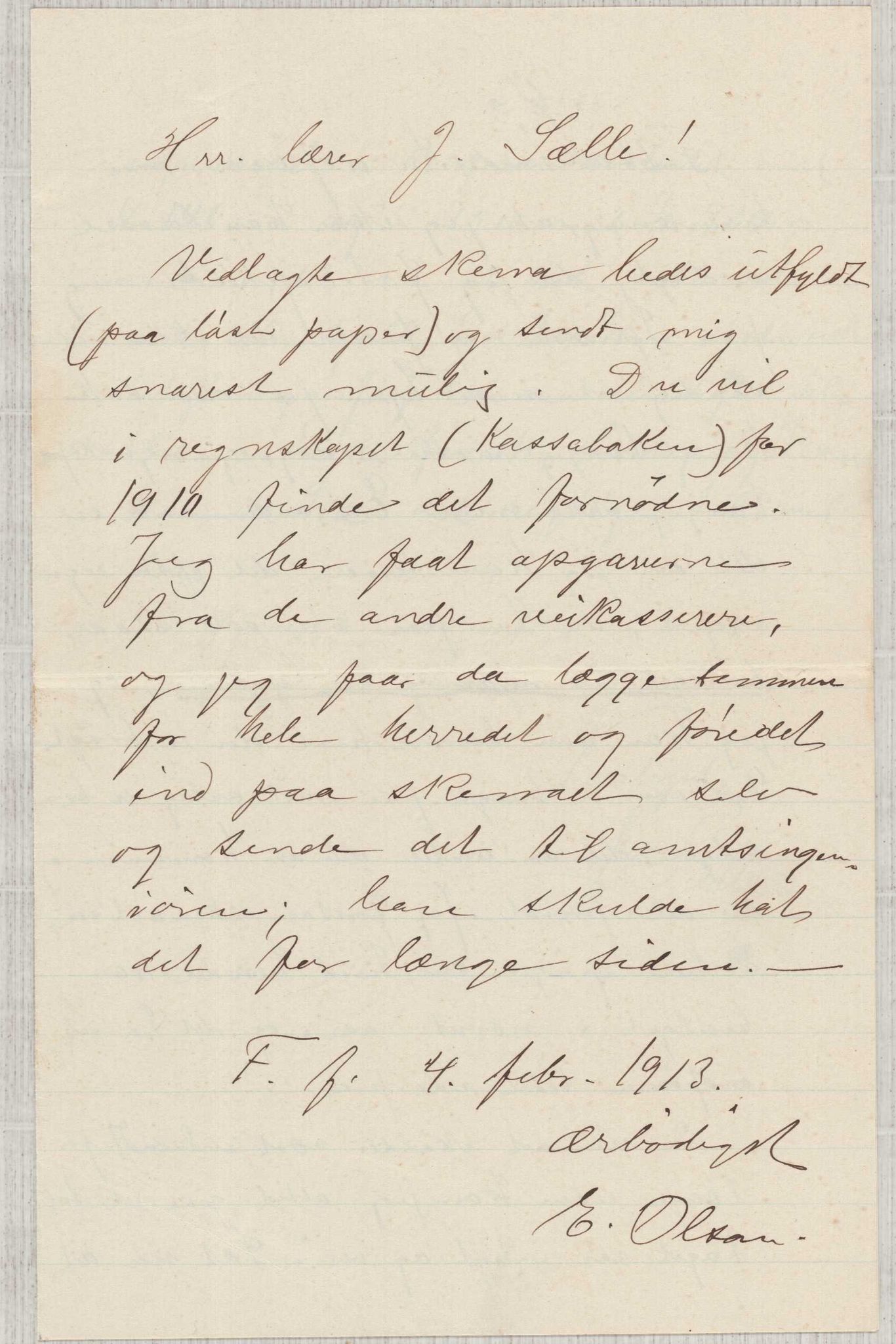 Finnaas kommune. Formannskapet, IKAH/1218a-021/D/Da/L0001/0012: Korrespondanse / saker / Kronologisk ordna korrespondanse , 1913, p. 32