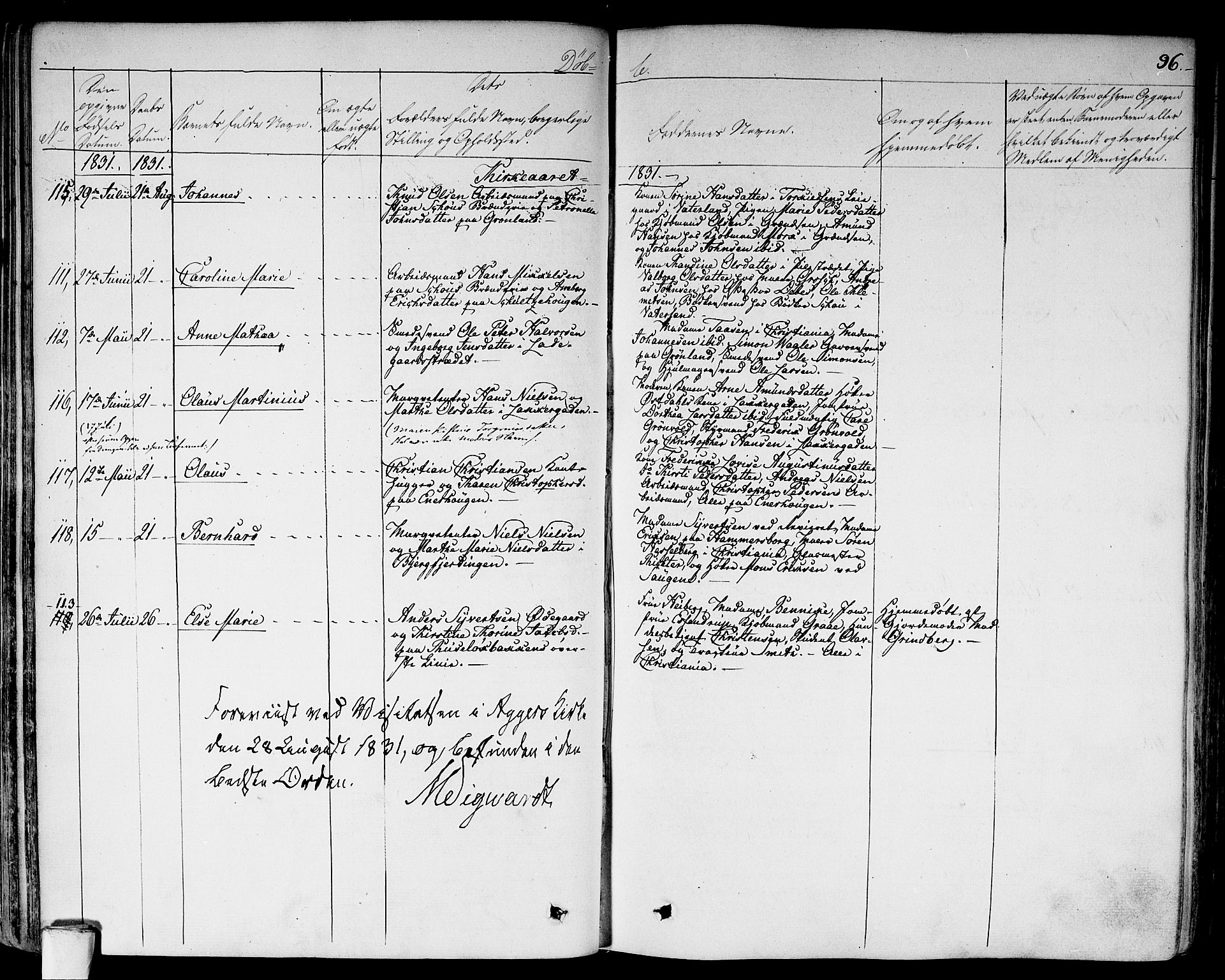 Aker prestekontor kirkebøker, AV/SAO-A-10861/F/L0013: Parish register (official) no. 13, 1828-1837, p. 96