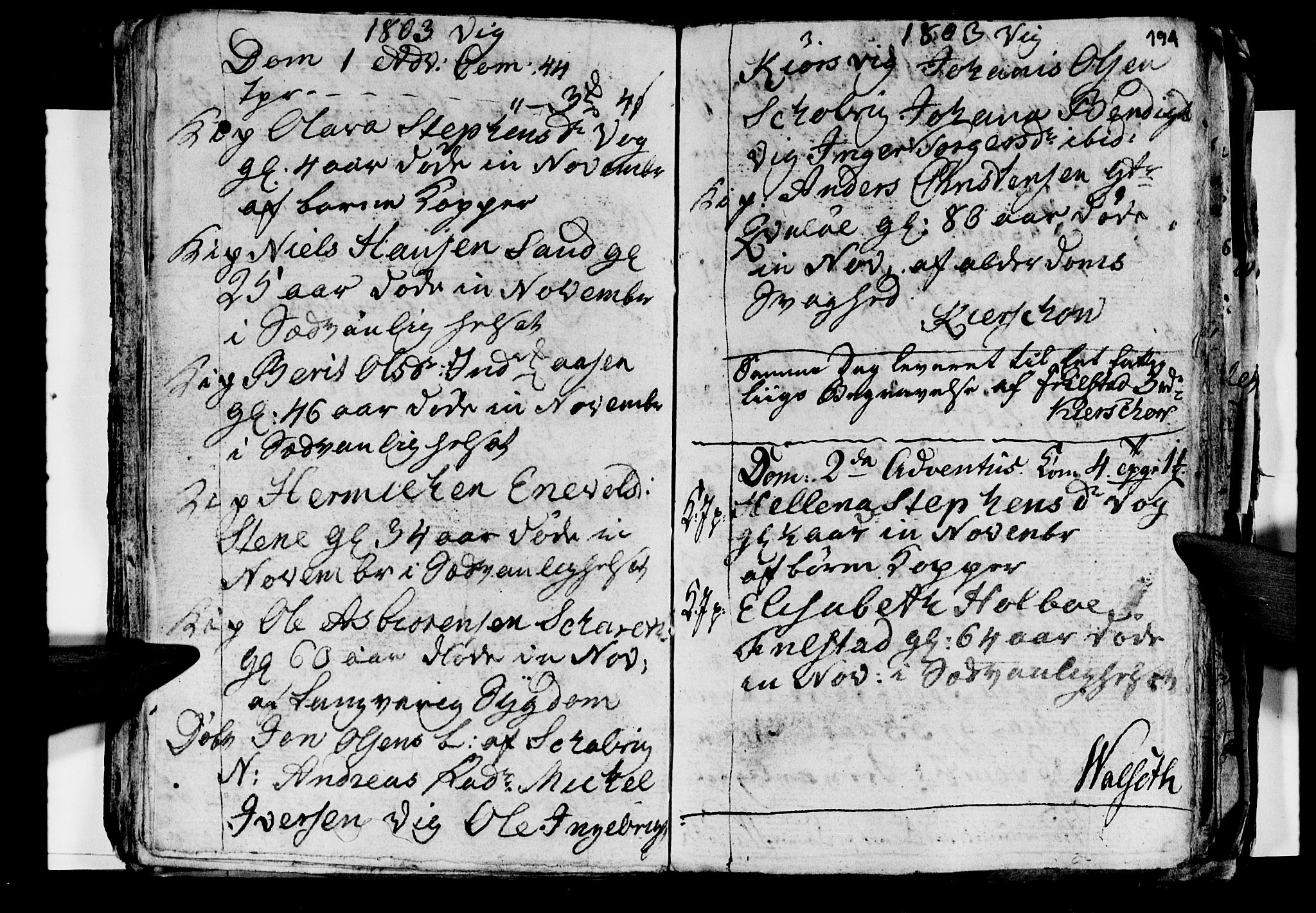 Ministerialprotokoller, klokkerbøker og fødselsregistre - Nordland, AV/SAT-A-1459/812/L0184: Parish register (copy) no. 812C02, 1793-1809, p. 194