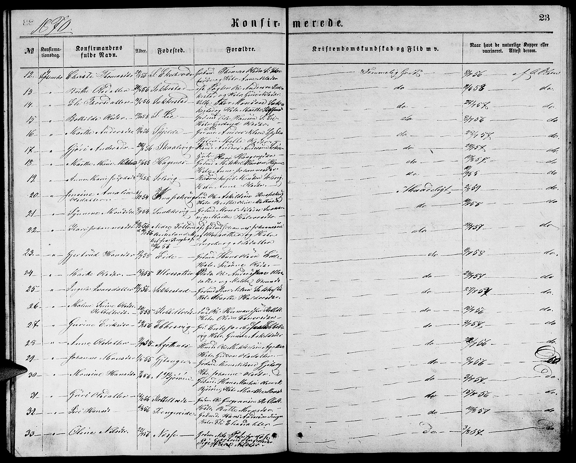 Fjell sokneprestembete, SAB/A-75301/H/Hab: Parish register (copy) no. A 3, 1866-1879, p. 23