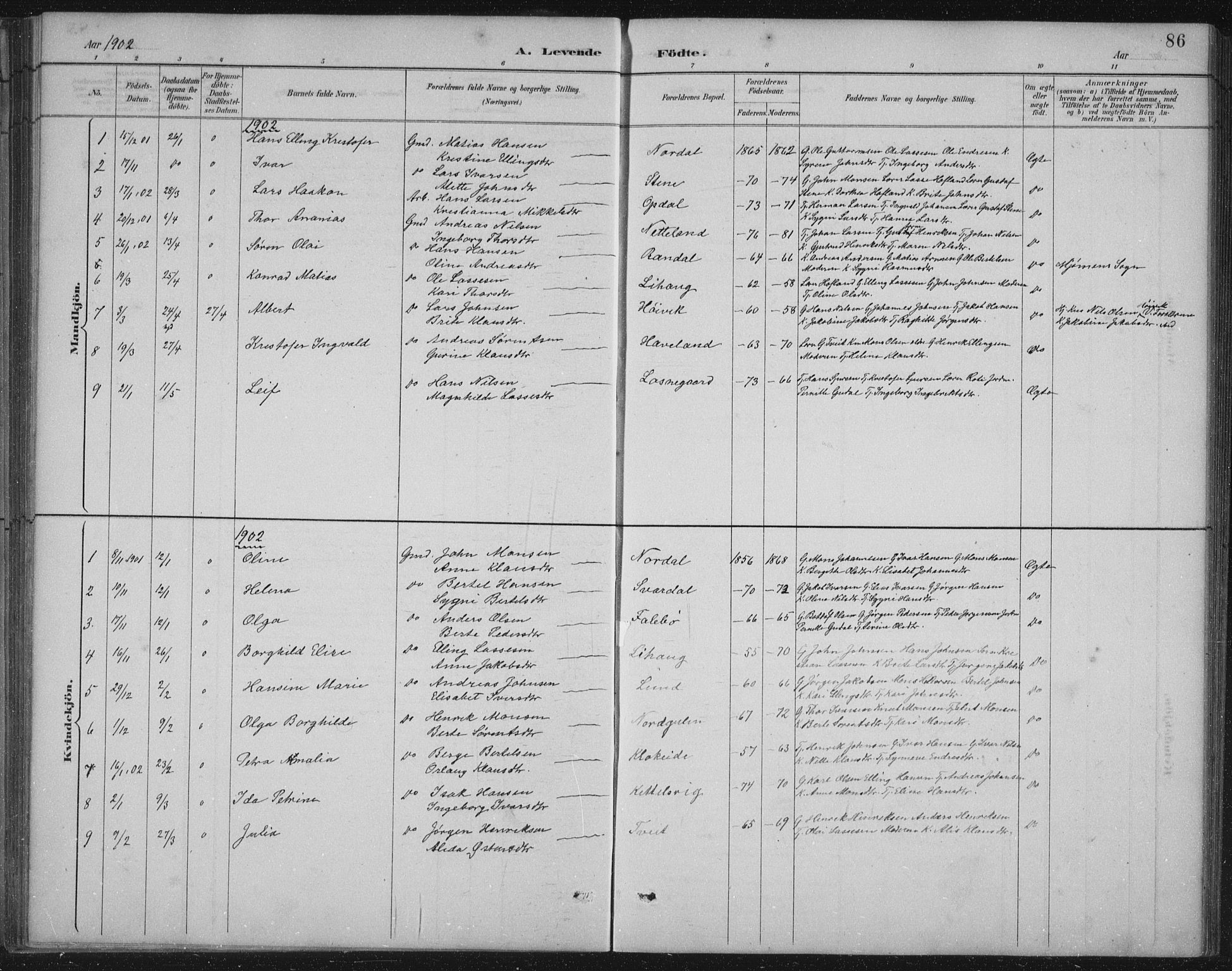 Gulen sokneprestembete, AV/SAB-A-80201/H/Hab/Habb/L0003: Parish register (copy) no. B 3, 1884-1907, p. 86