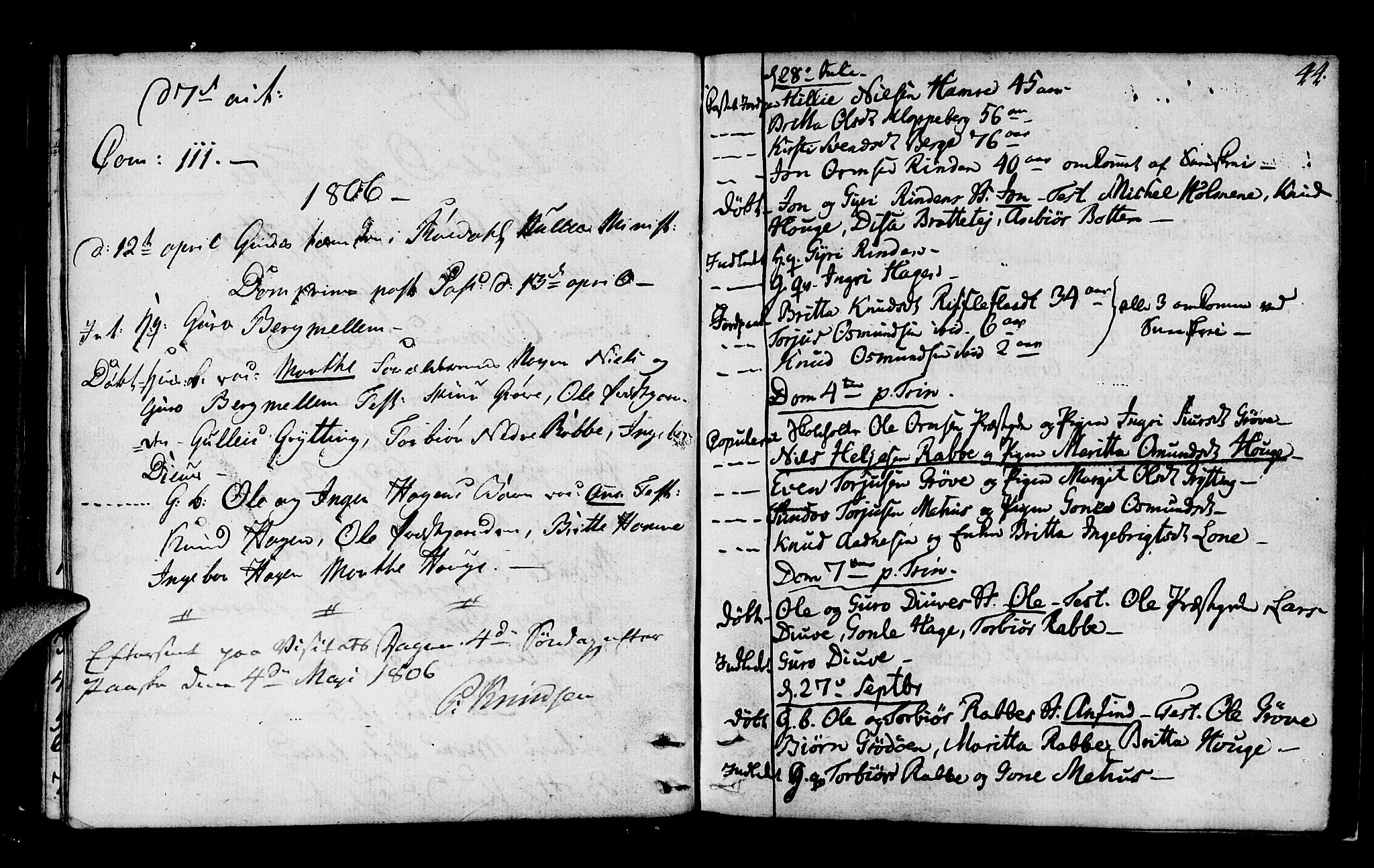 Røldal sokneprestembete, SAB/A-100247: Parish register (official) no. A 1, 1780-1816, p. 44