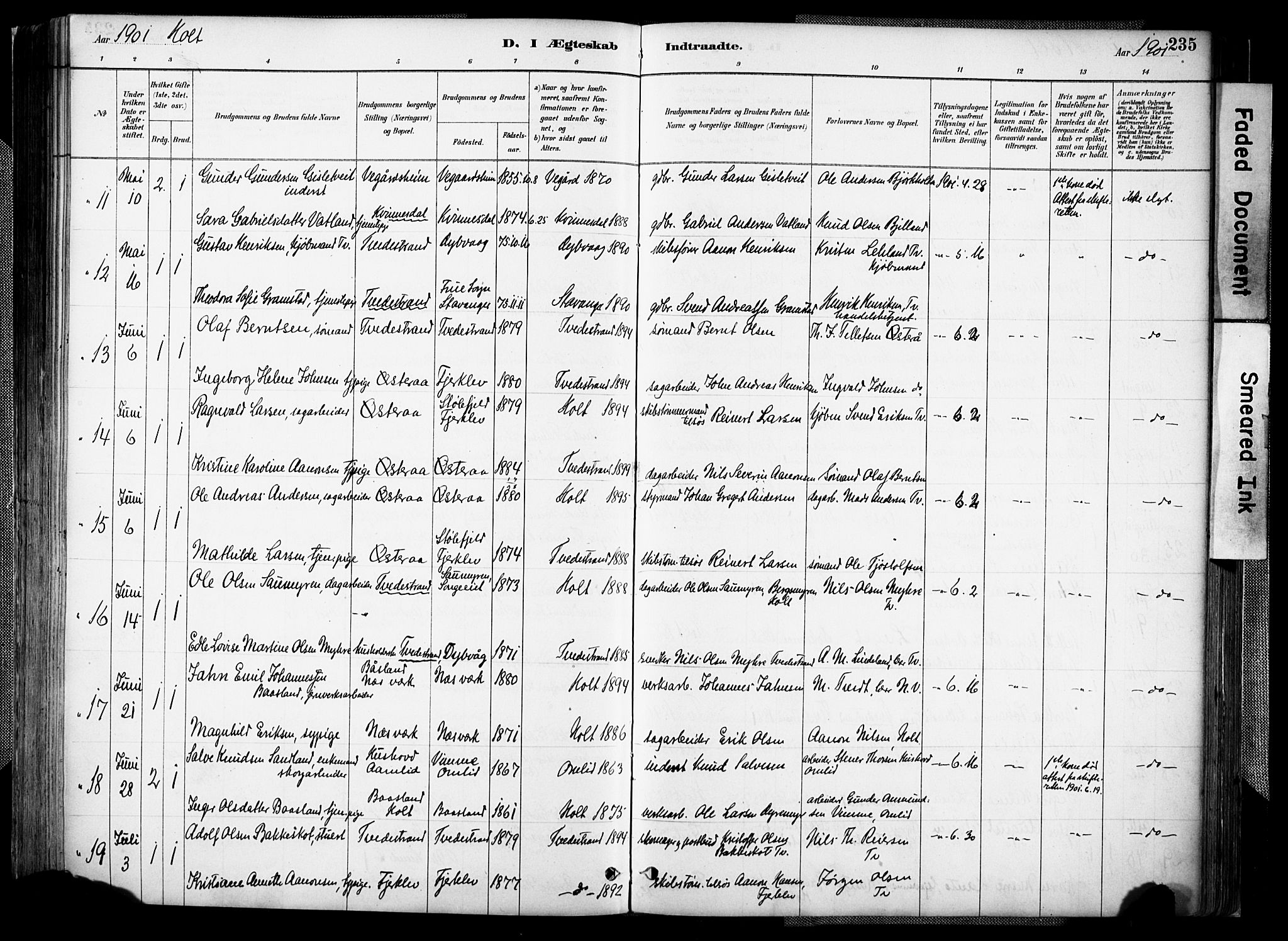 Holt sokneprestkontor, AV/SAK-1111-0021/F/Fa/L0012: Parish register (official) no. A 12, 1885-1907, p. 235