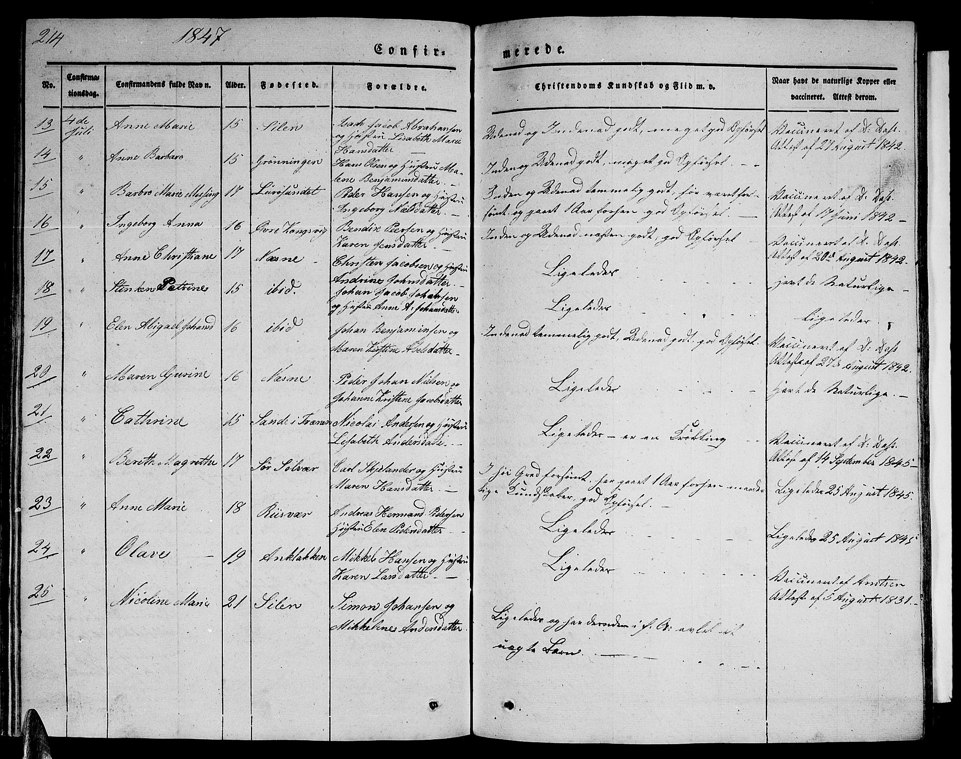 Ministerialprotokoller, klokkerbøker og fødselsregistre - Nordland, AV/SAT-A-1459/839/L0572: Parish register (copy) no. 839C02, 1841-1873, p. 214